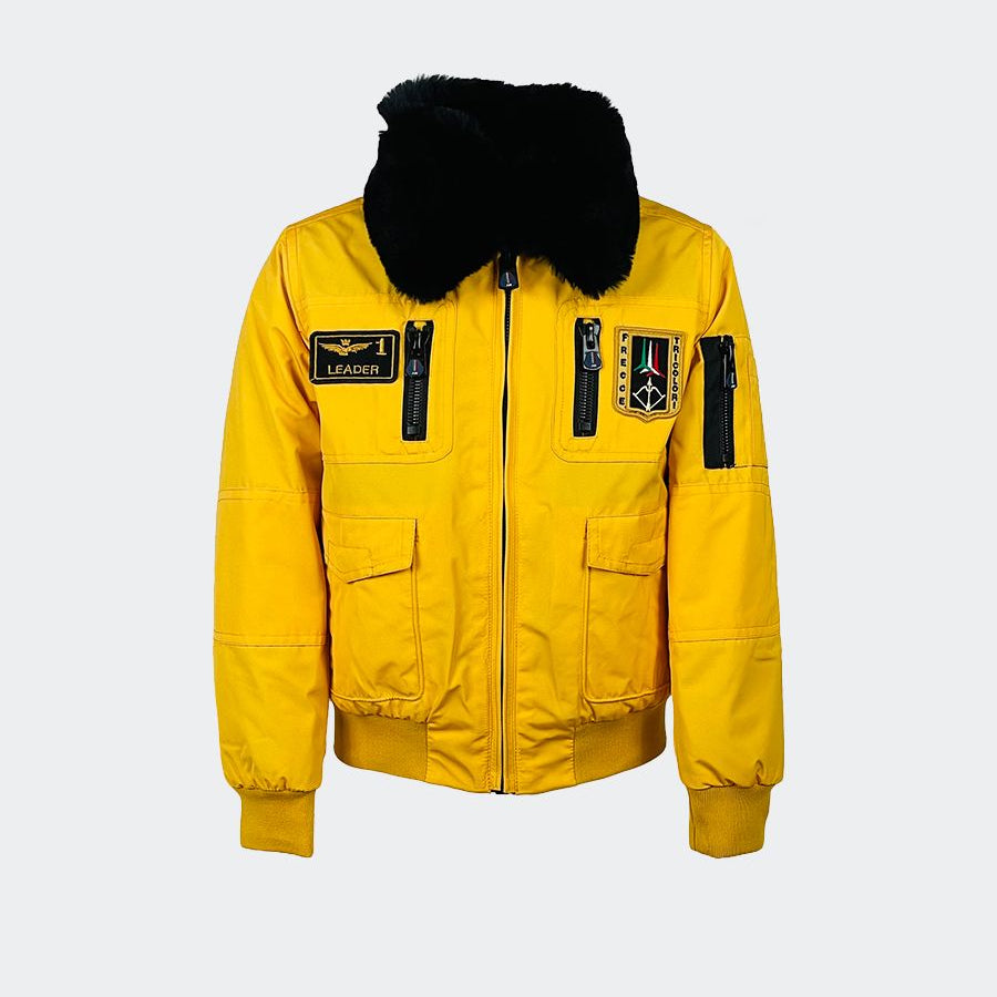 Aeronautica Militare Bomber Jacket with Detachable Faux Fur Collar