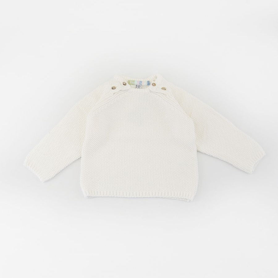 Amore is me Crew Neck Sweater with Front Buttons