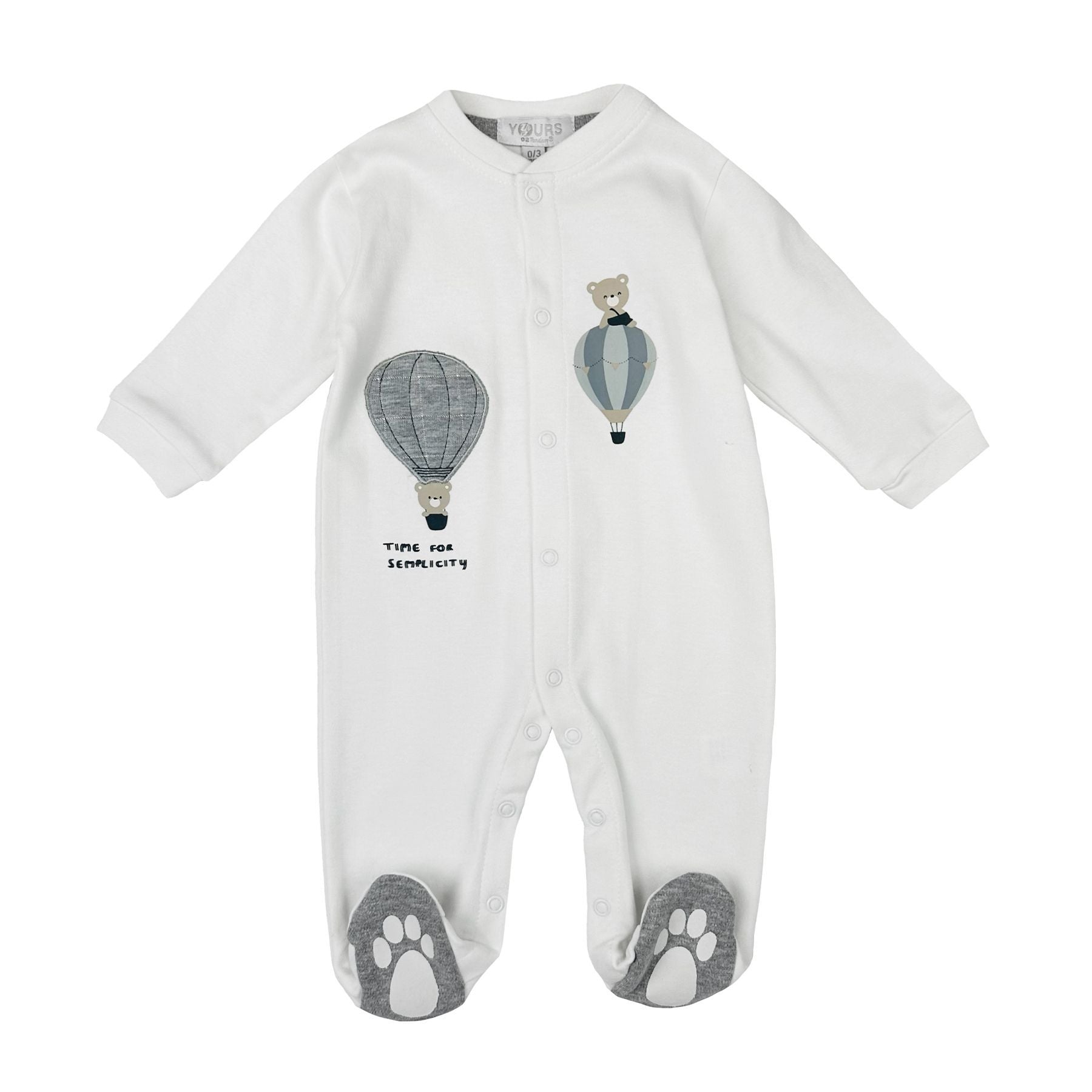 Amore is me Crew Neck Romper with Embroidery and Hot Air Balloon Print