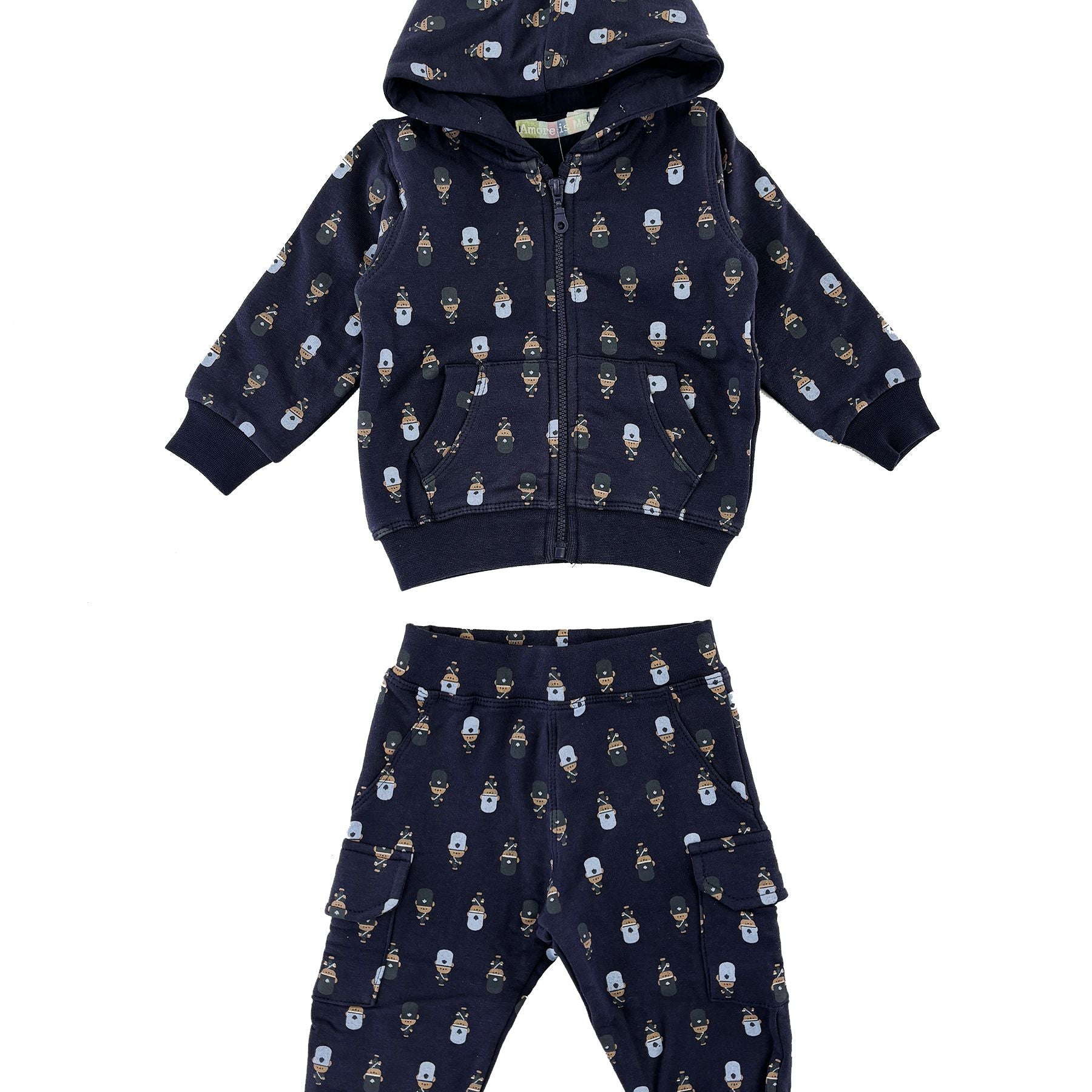 Amore is me Sportswear Full Zip Hoodie with Blue Trousers