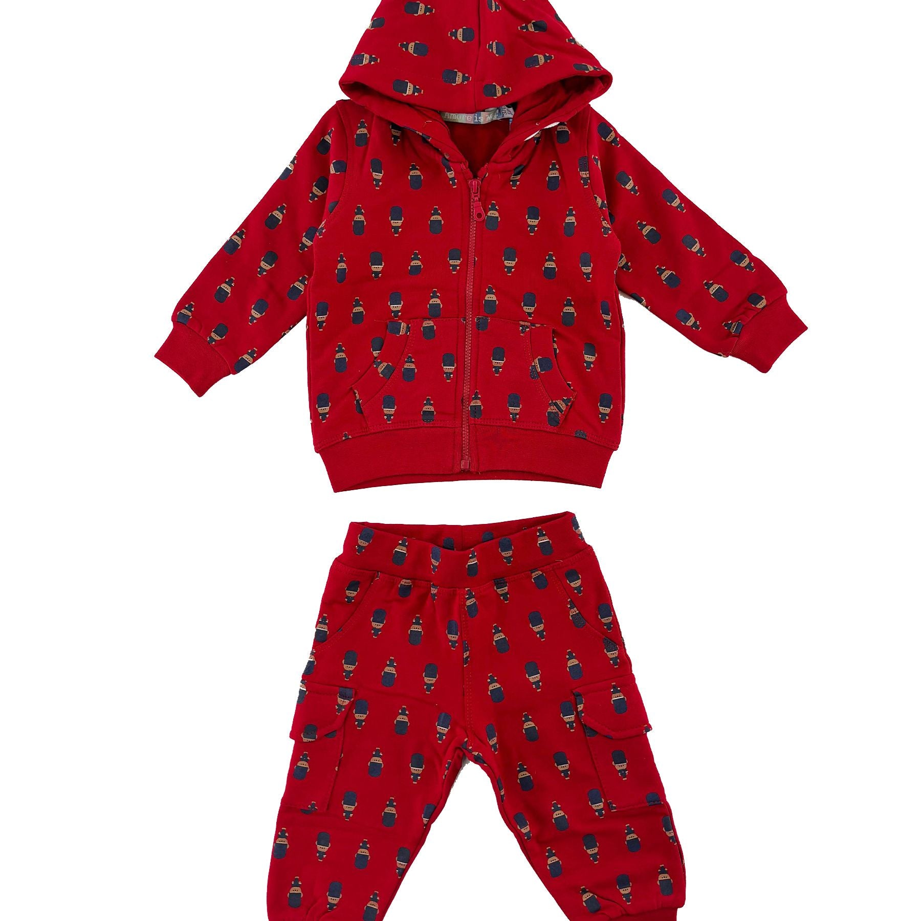 Amore is me Full Zip Hoodie with Red Trousers