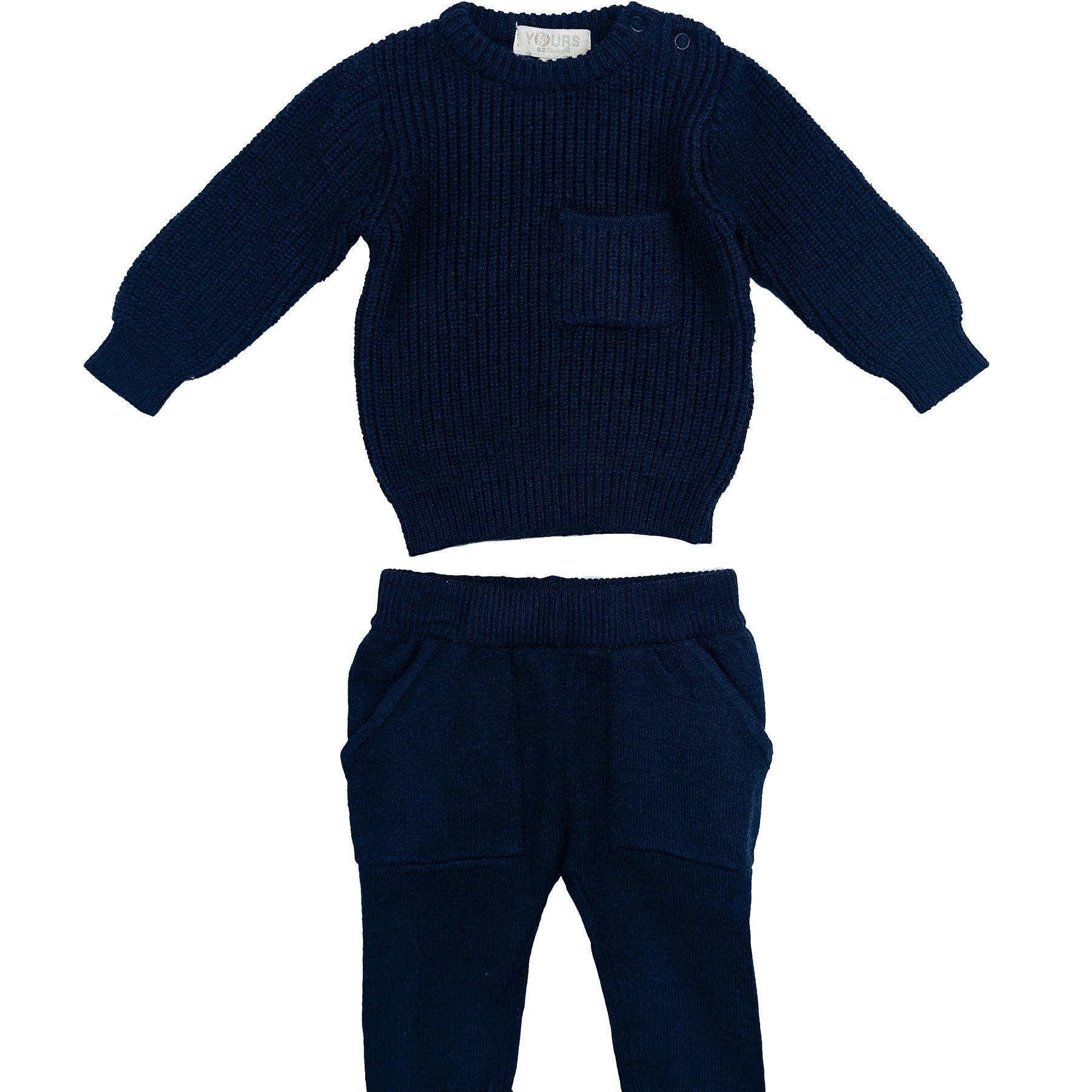Amore is me Blue Knitted Sports Suit with Pocket