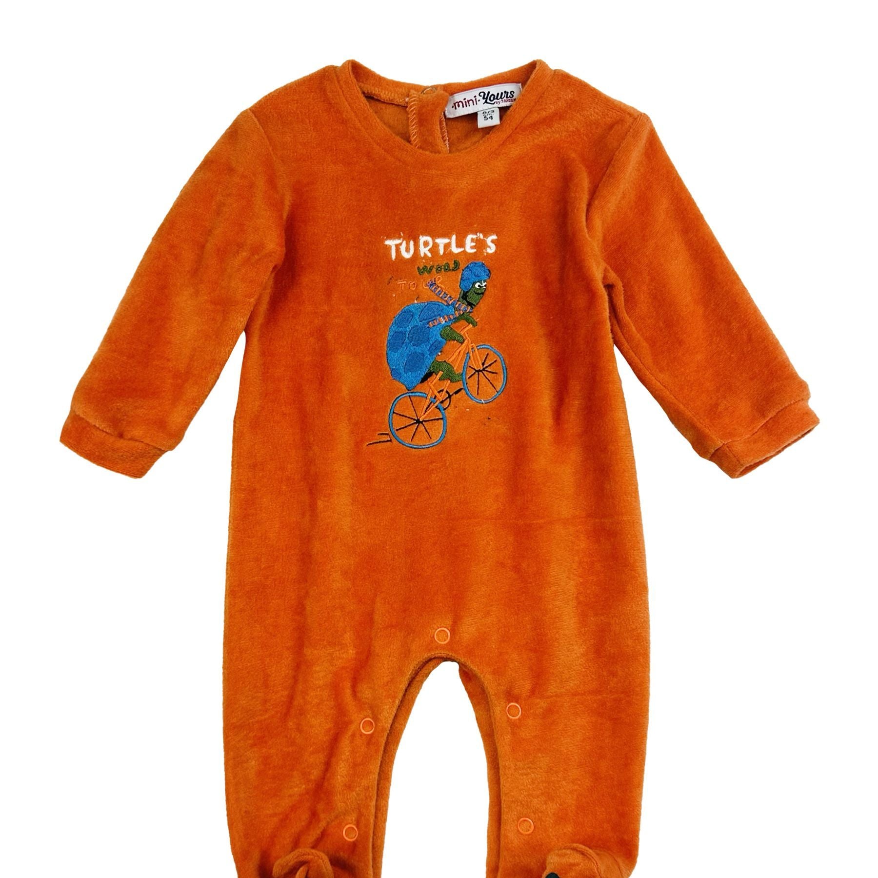 Amore is me Crew Neck Onesie Embroidered with Turtle on Bike Graphic