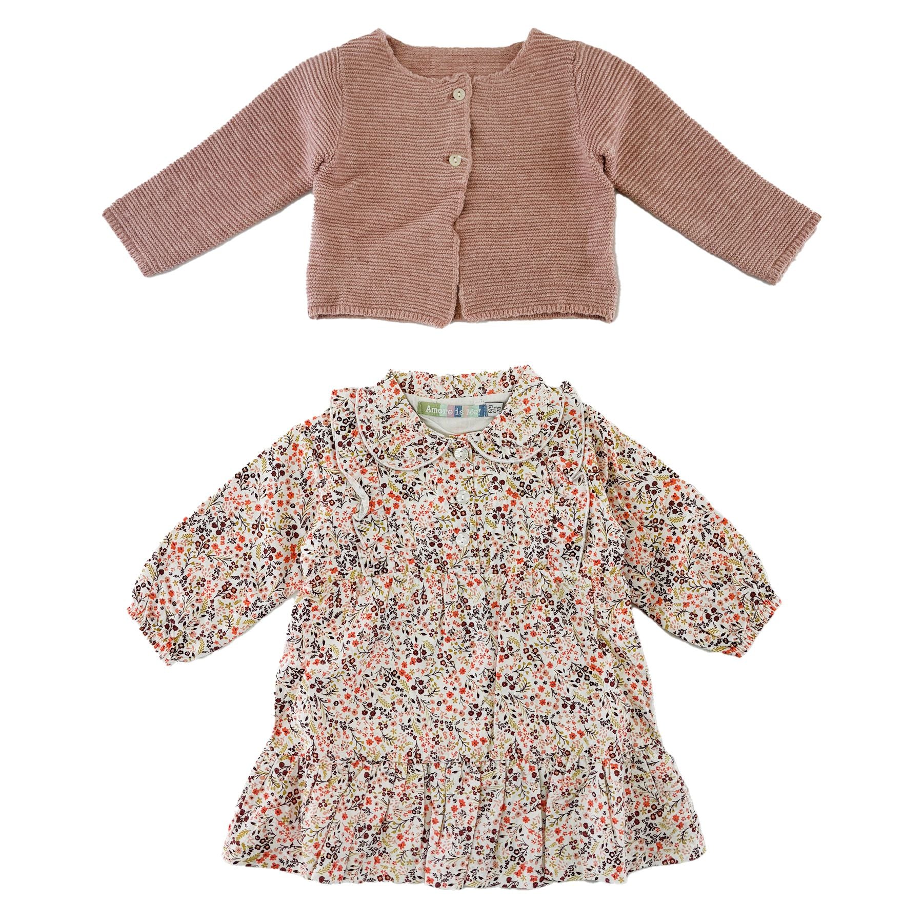 Love is me Sportswear Cardigan and Dress Set