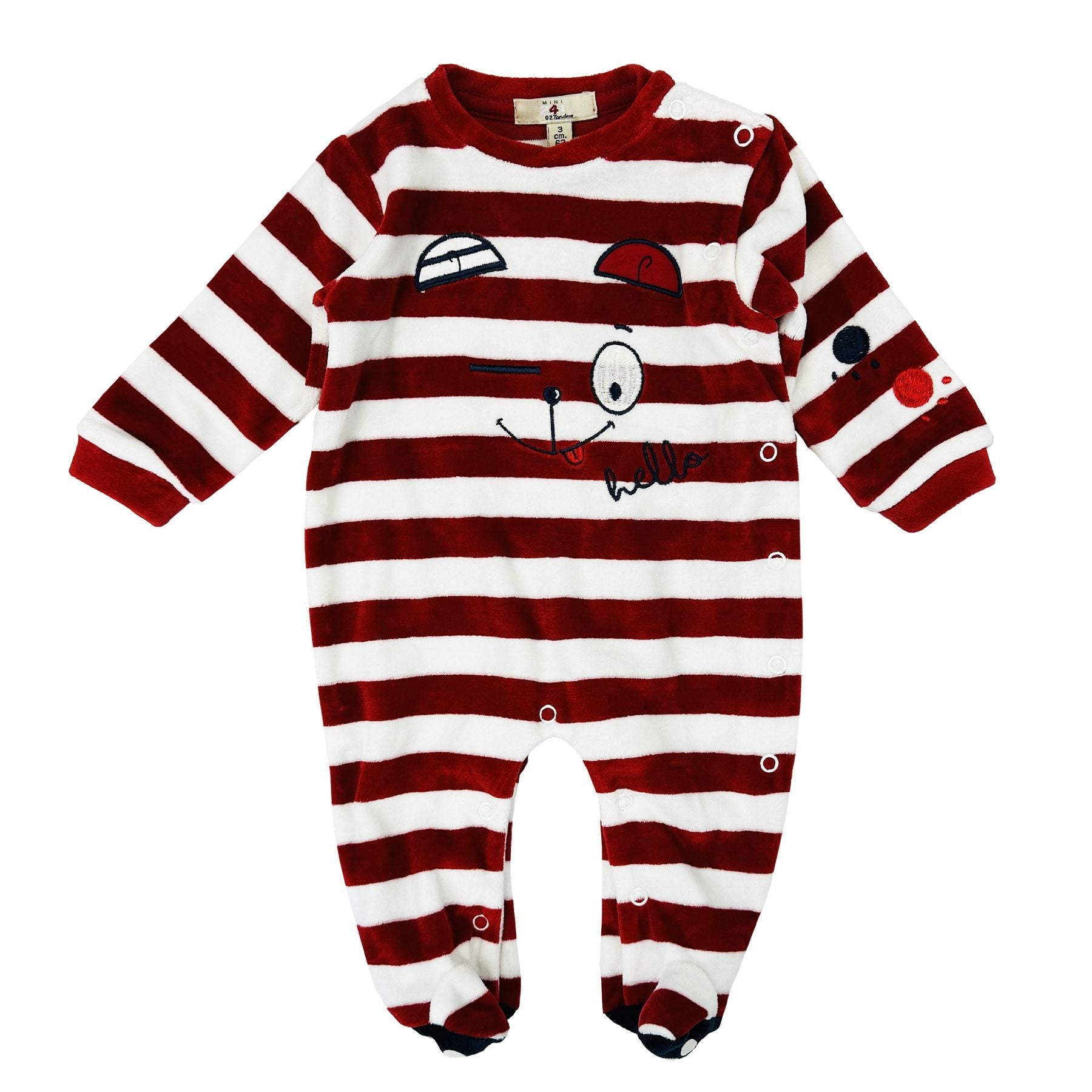 Amore is me Striped Crew Neck Romper with Embroidered Graphic