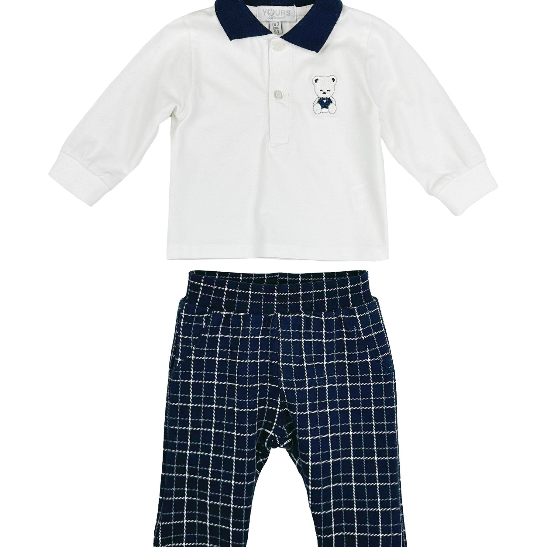 Amore is me Sporty Polo Shirt and Trousers Cream Blue