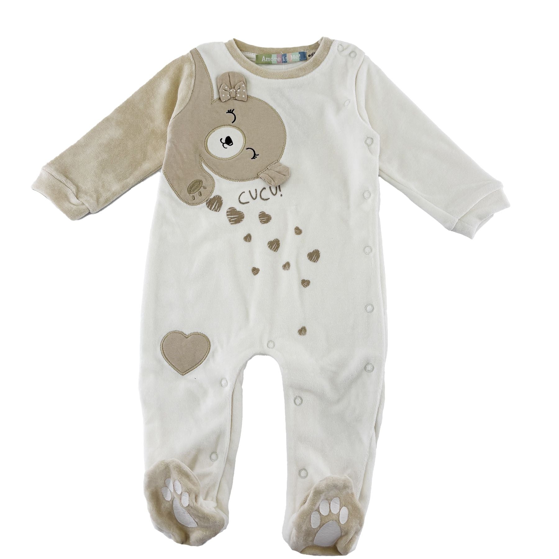 Amore is me Crew Neck Romper with Embroidered Graphic