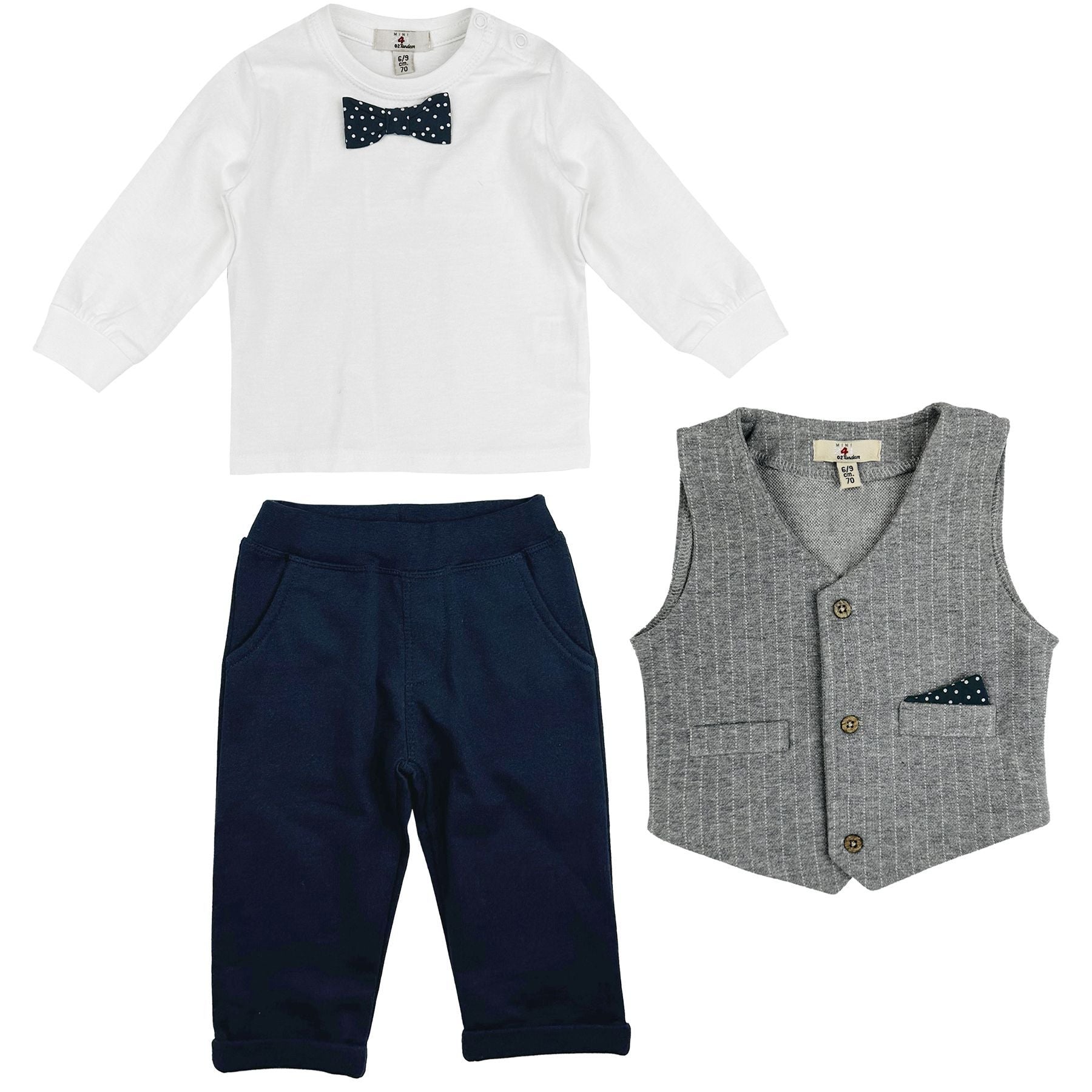 Amore is me Baby Sports Outfit with Grey Pinstripe Vest