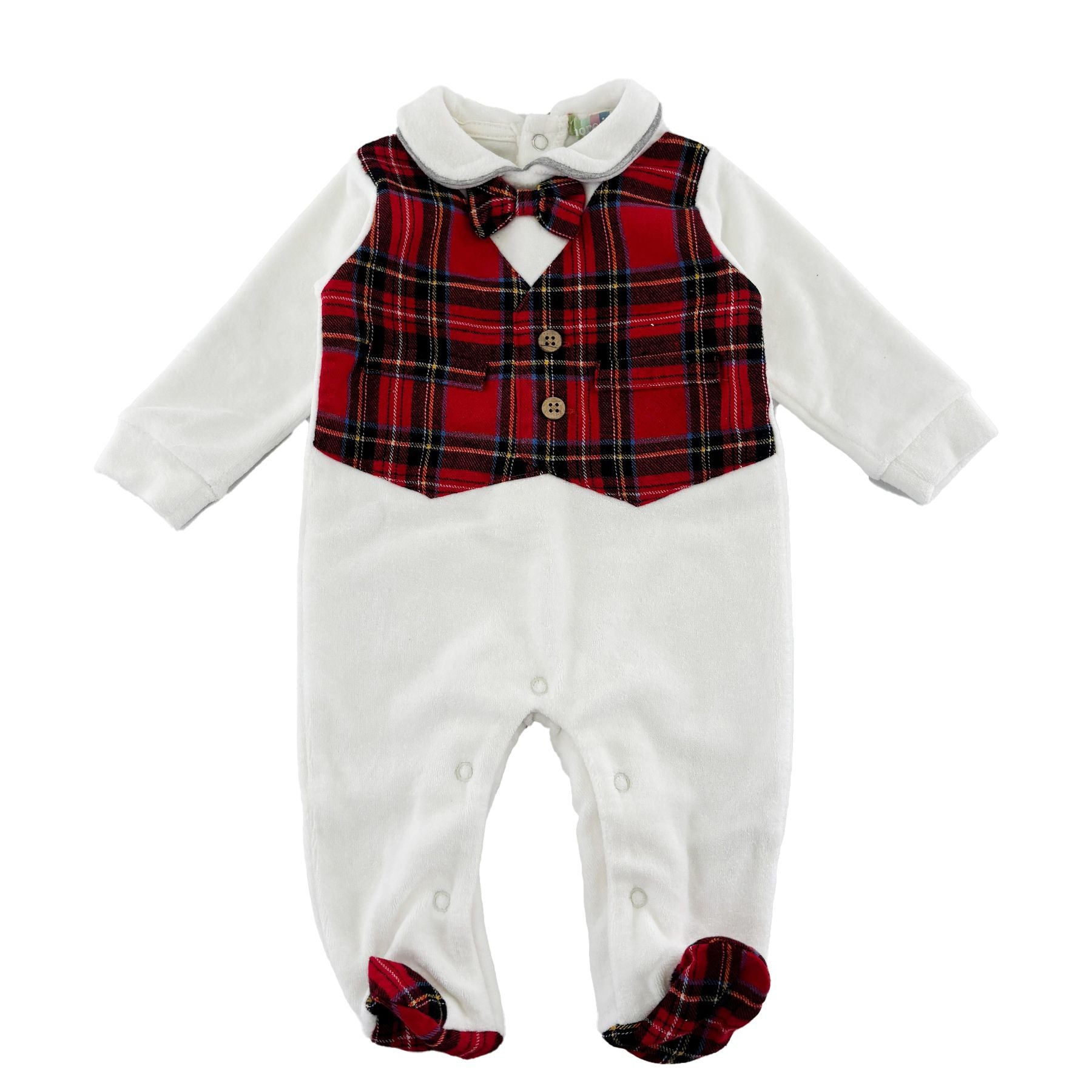 Amore is me Christmas Chenille Onesie with Checkered Vest and Bow Tie