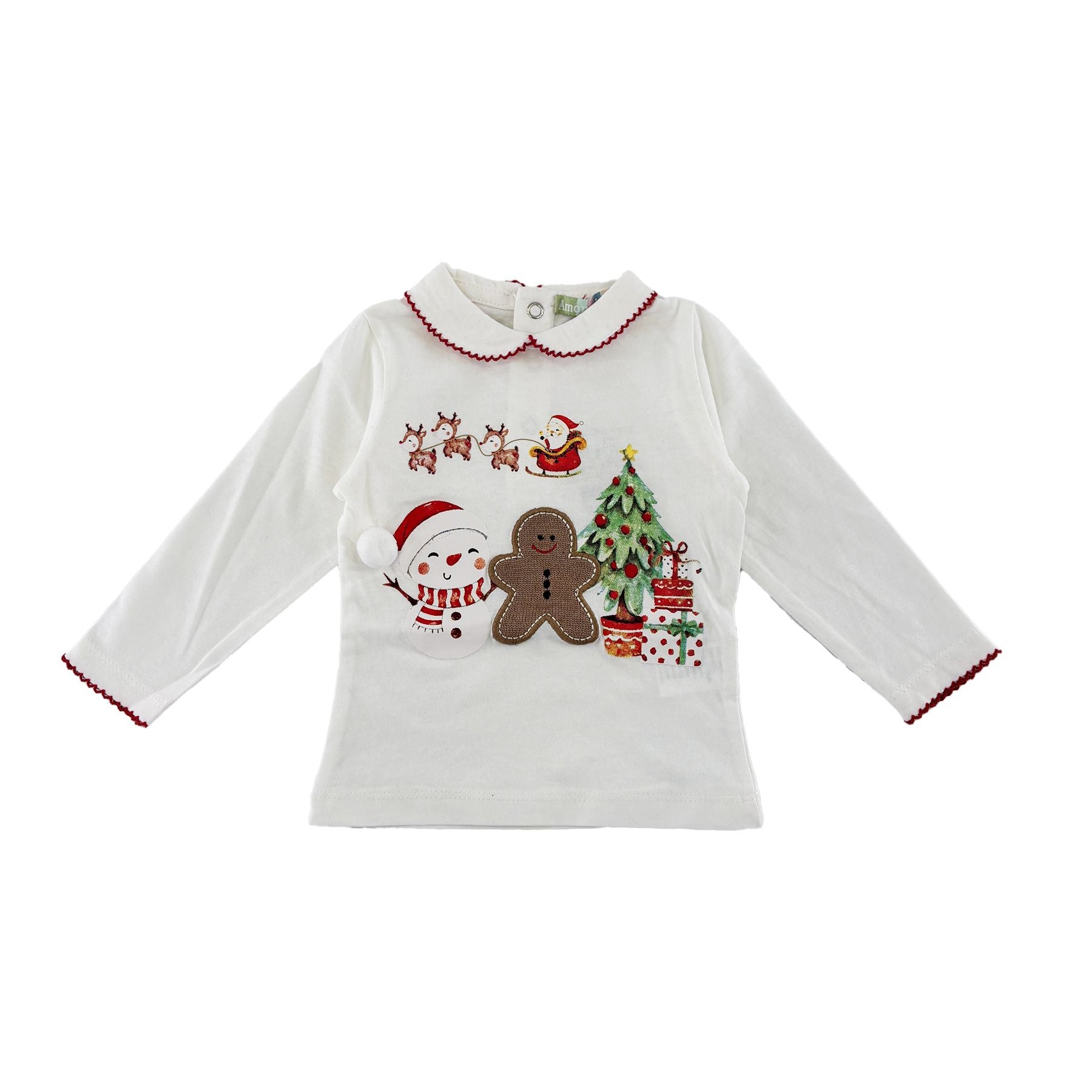 Love is me Baby Girl Crew Neck Christmas Theme White T-shirt