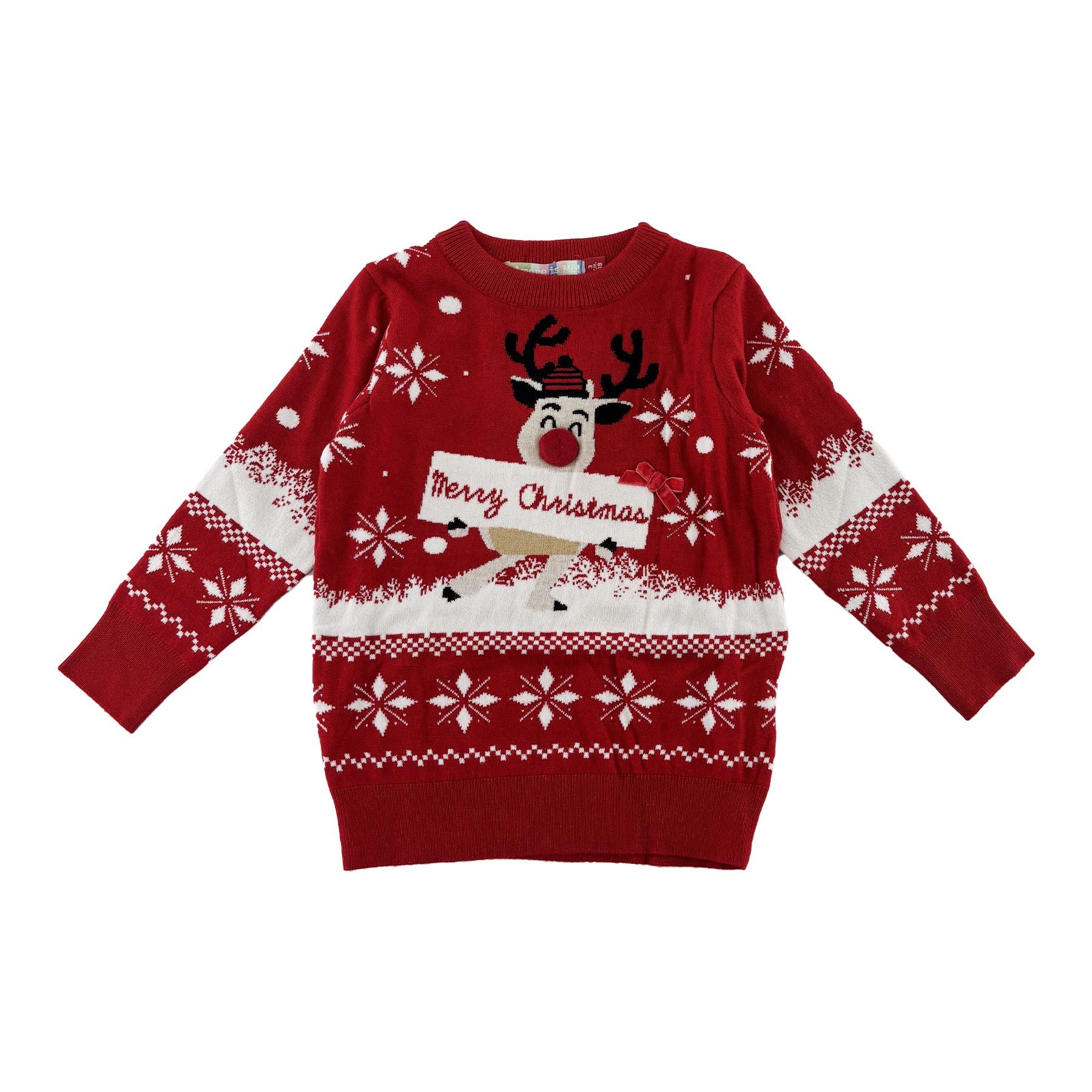 Amore is me Christmas Theme Sweater Red Jacquard Merry Chritmas