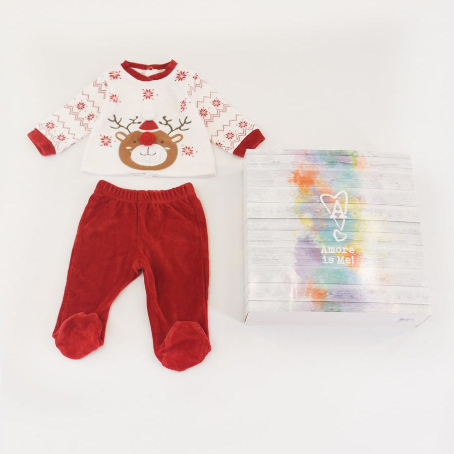 Love is me Christmas themed embroidered onesie