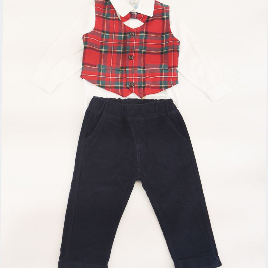 Amore is me Elegant Complete Set Shirt Cardigan Bow Tie and Trousers