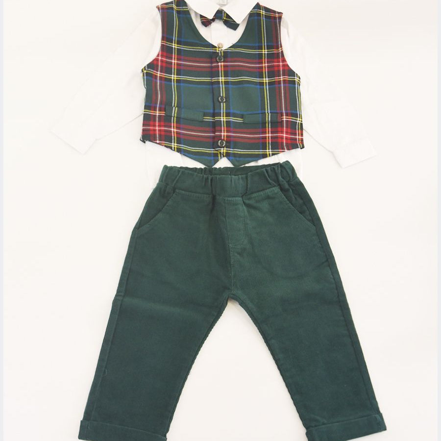 Amore is me Elegant Complete Set Shirt Cardigan Bow Tie and Trousers