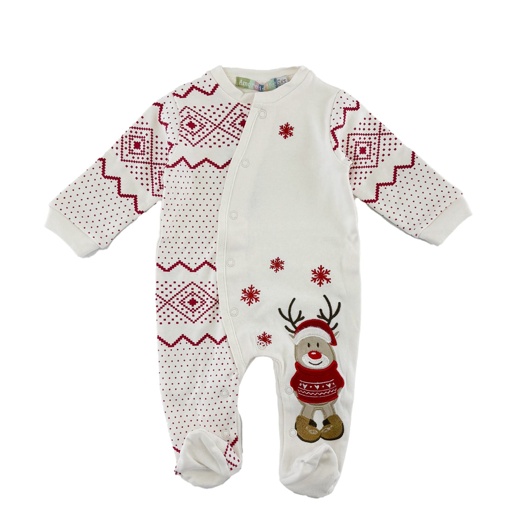 Amore is me White and Red Christmas Romper Decorated with Embroidery Prints