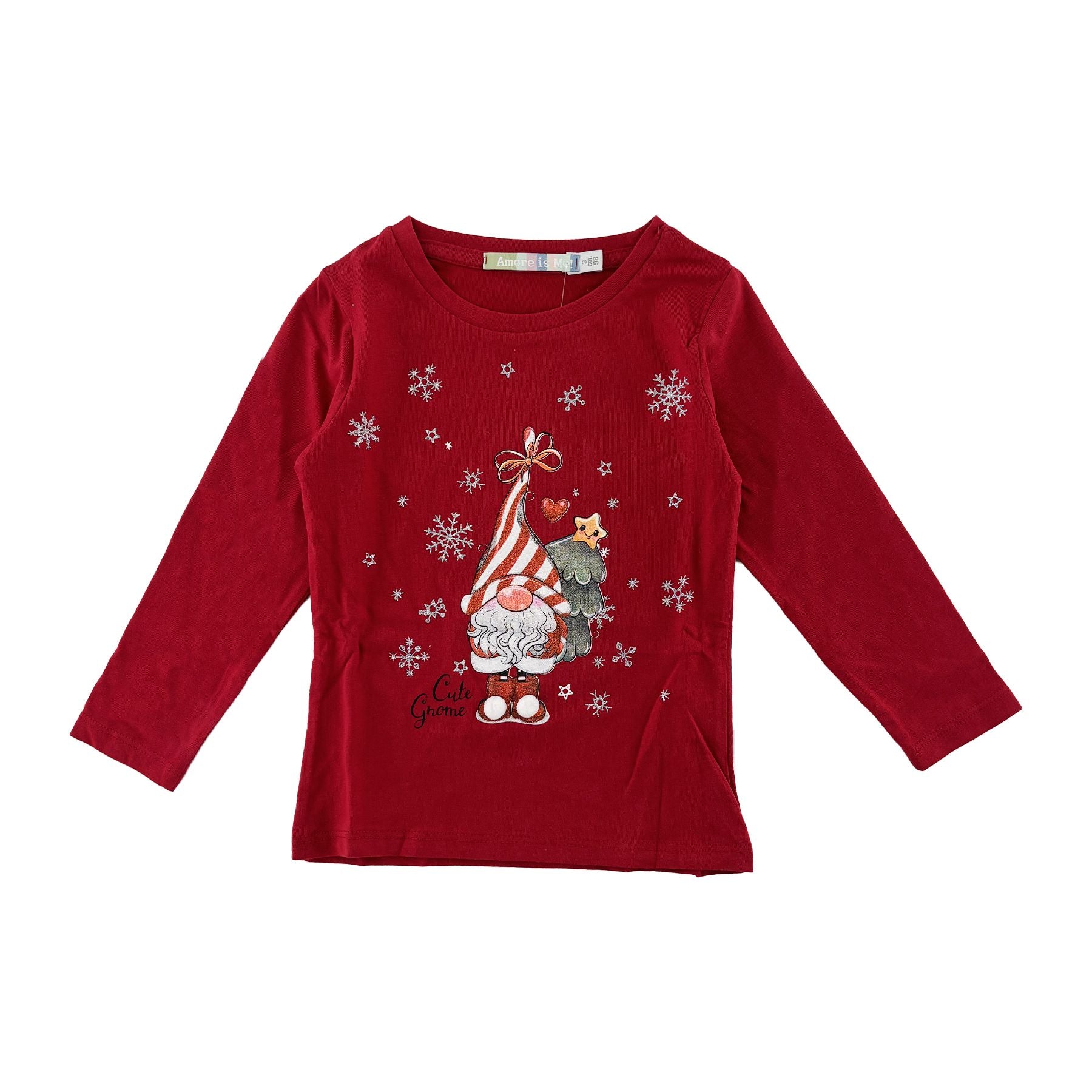 Love is me Red Christmas Theme Crew Neck T-shirt