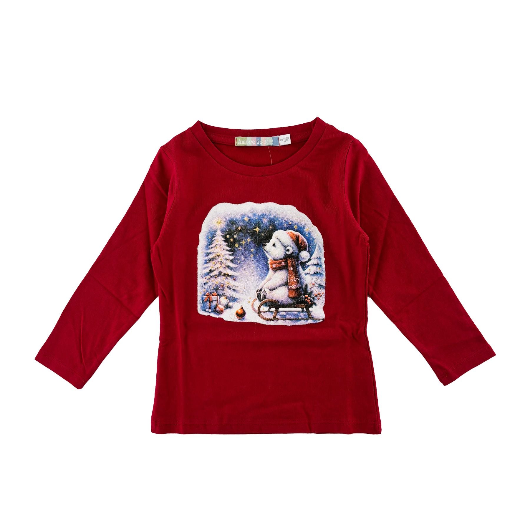 Love is me Red Christmas Theme Crew Neck T-shirt