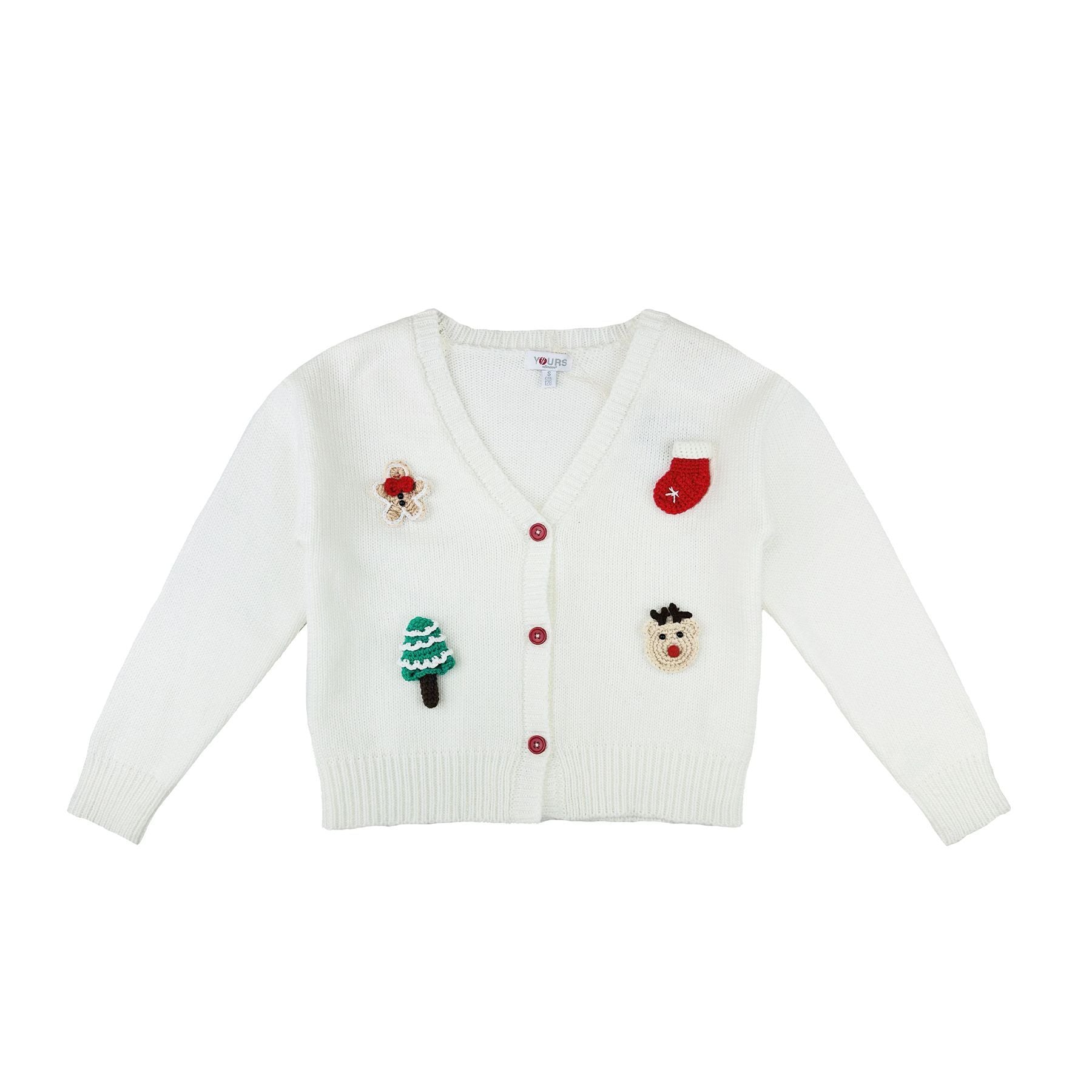 Amore is me Yarn Cardigan Sweater with Christmas Patches