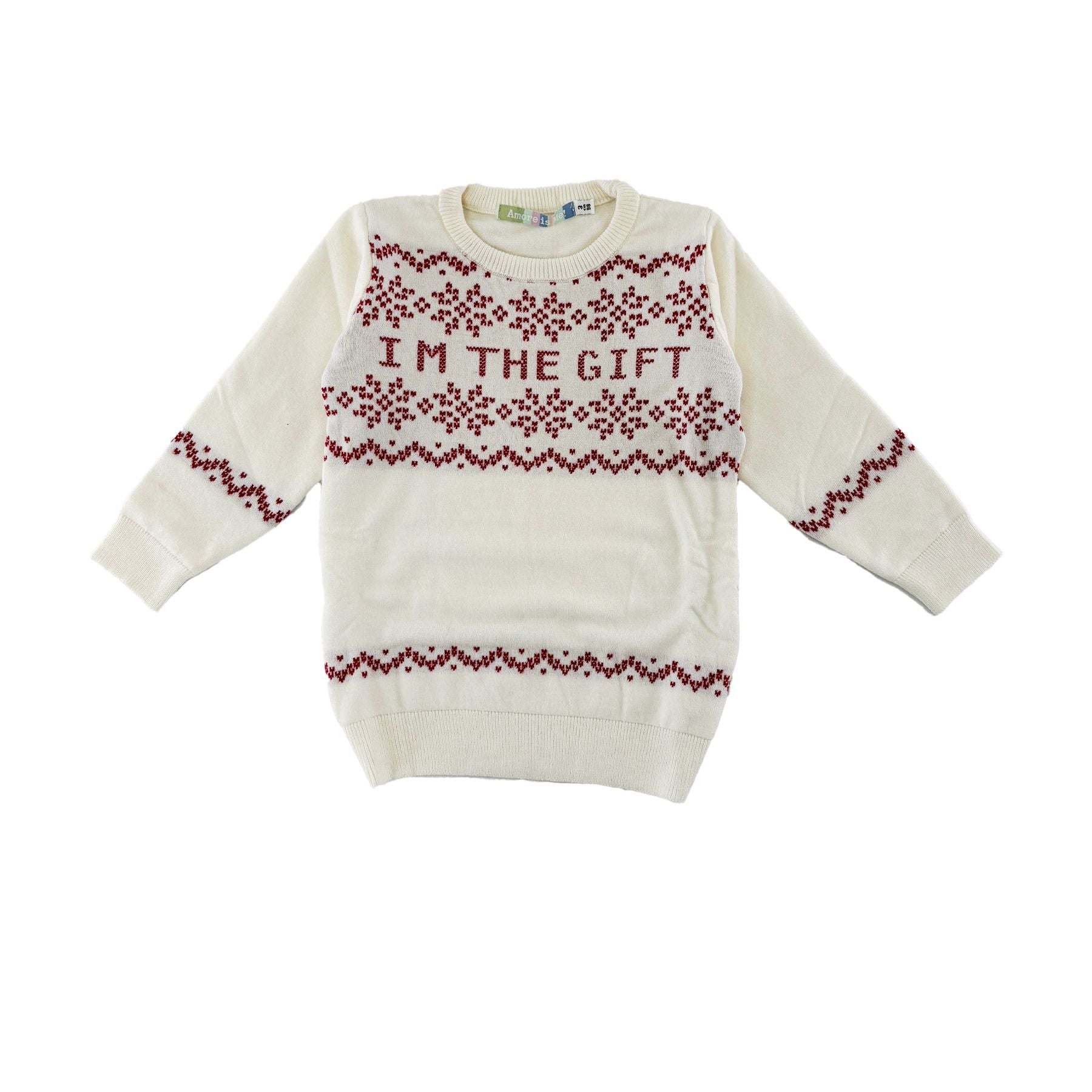 Love is me Christmas Theme T-shirt Jacquard White Red