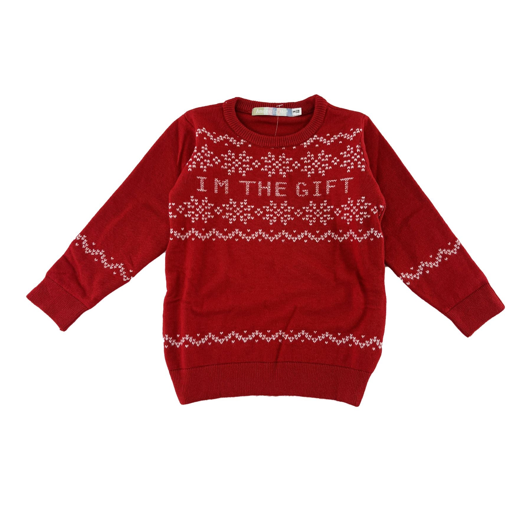 Love is me Red Jacquard Christmas Theme Sweater