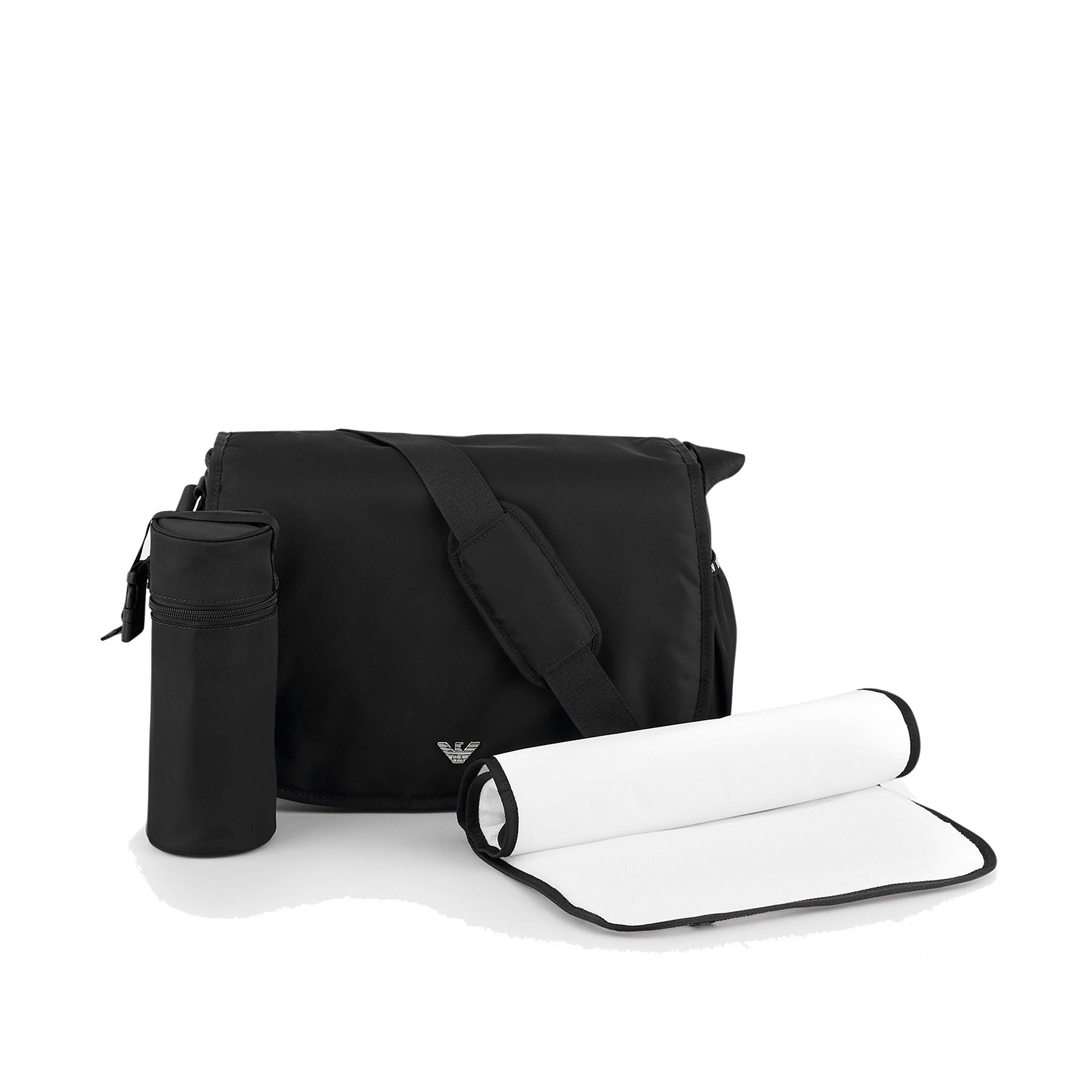 Armani Solid Color Black Bag with Eagle Plaque