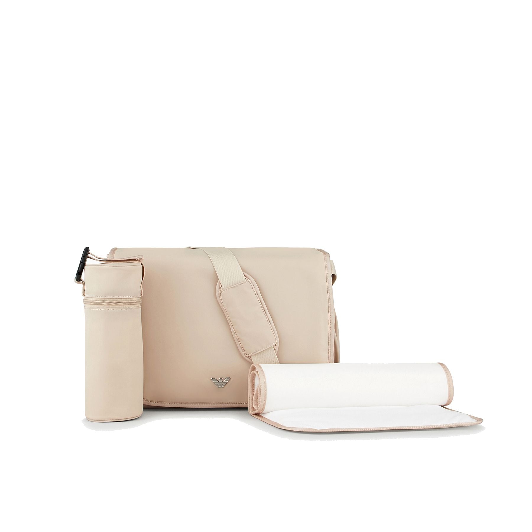 Armani Solid Color Beige Bag with Eagle Plaque