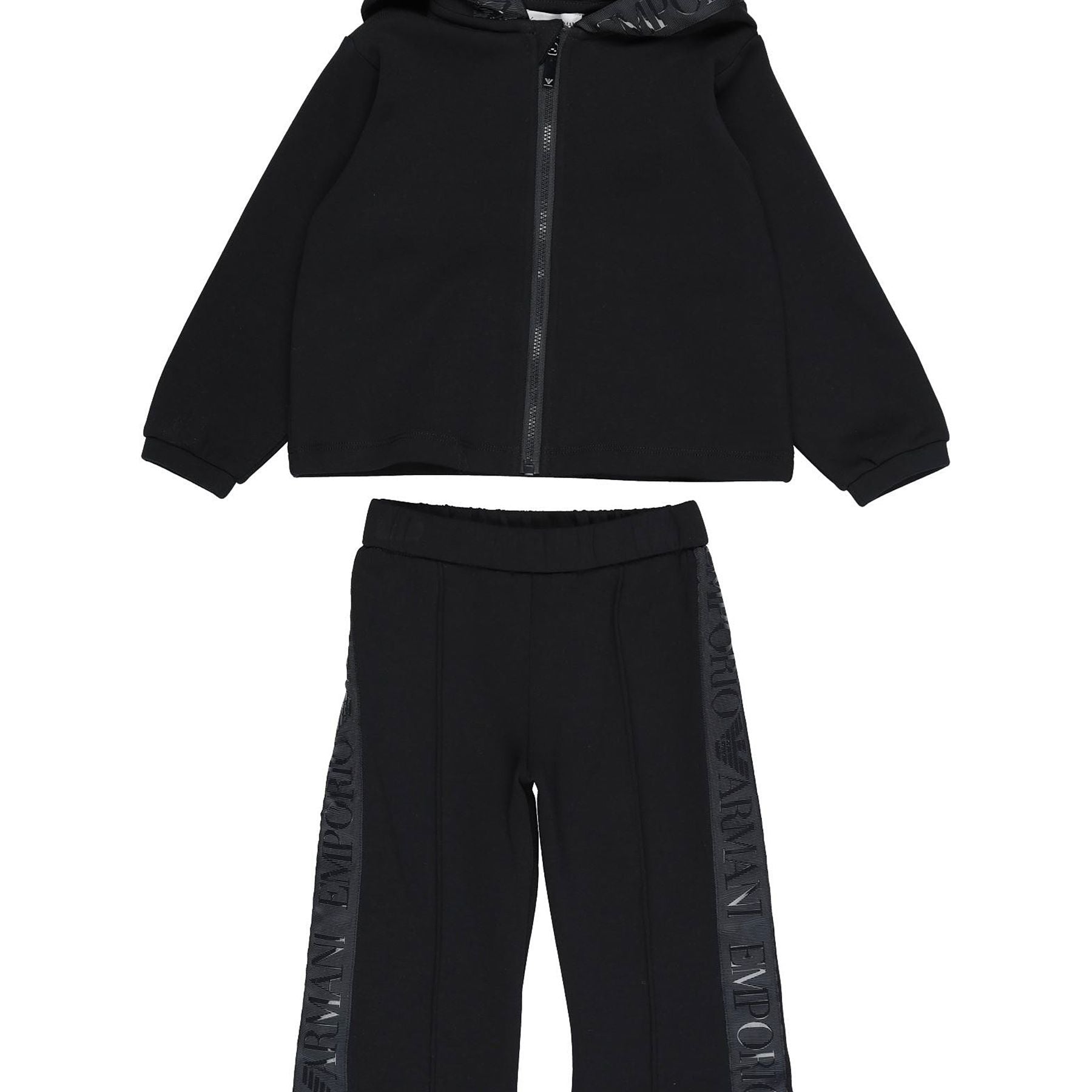 Armani Solid Color Tracksuit with Logo Bands