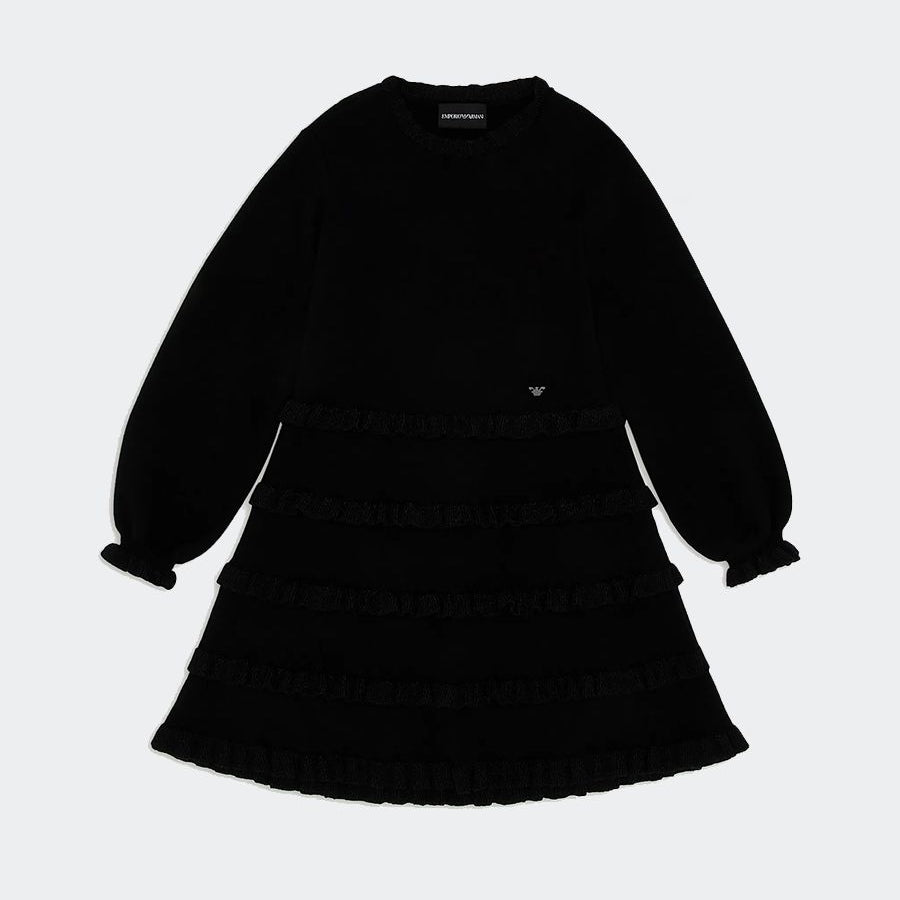 Armani Viscose Blend Knit Dress with Ruffled Skirt