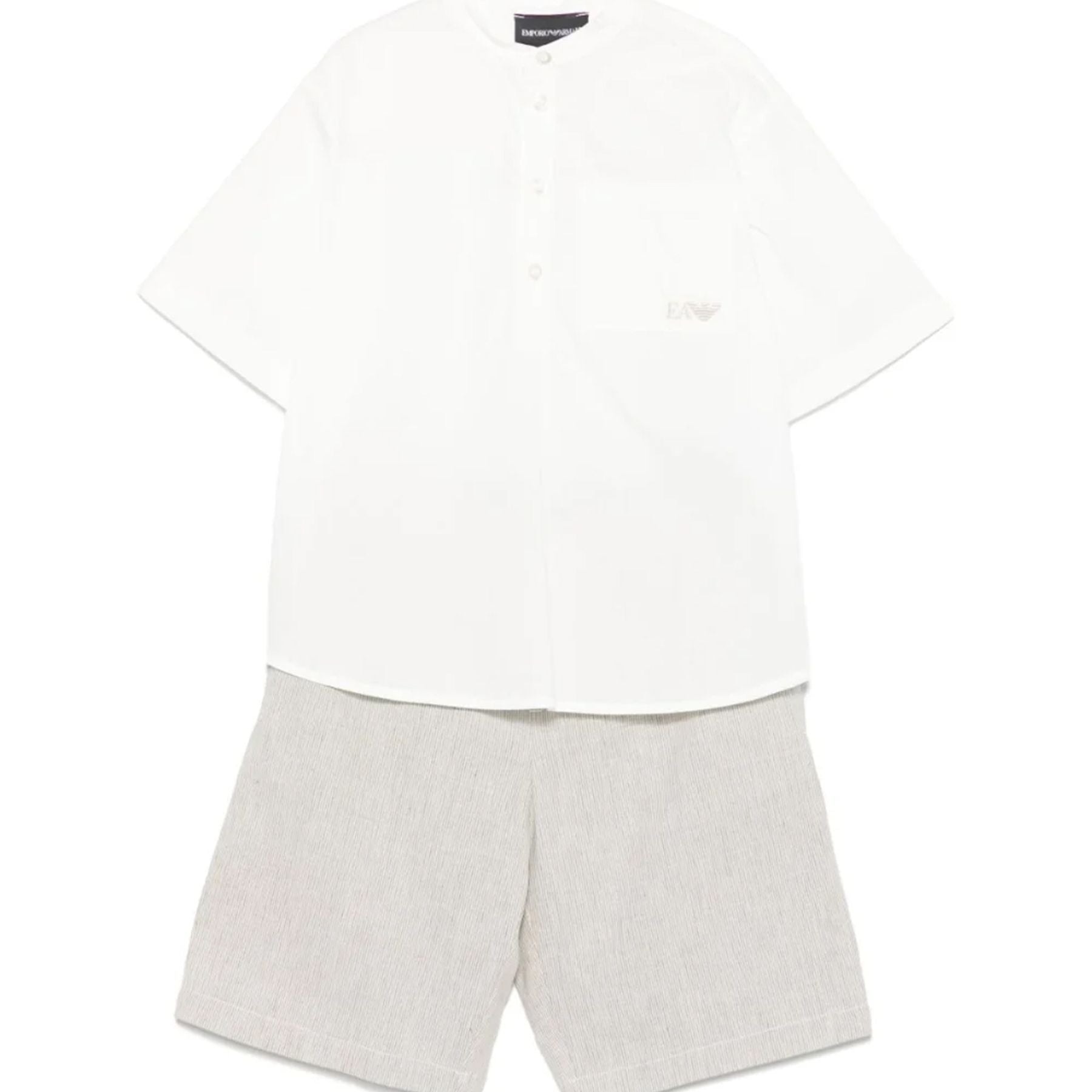 Armani Elegant Linen Shirt and Bermuda Shorts Set for Ceremony