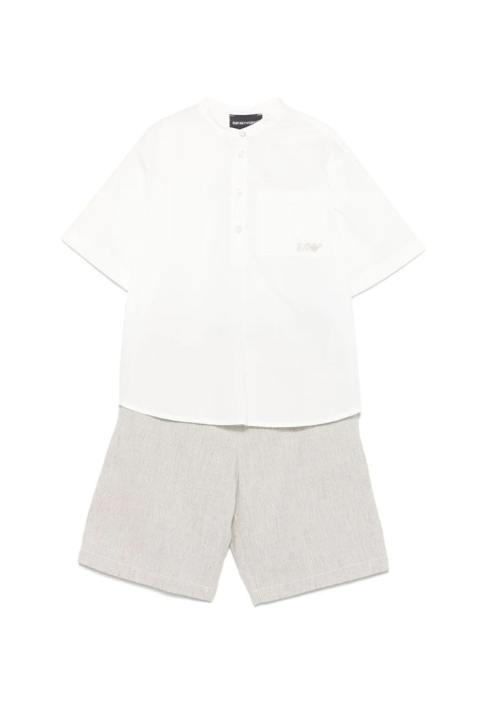 Armani Completo Elegante Set Camicia e Bermuda in Lino Per Cerimonia