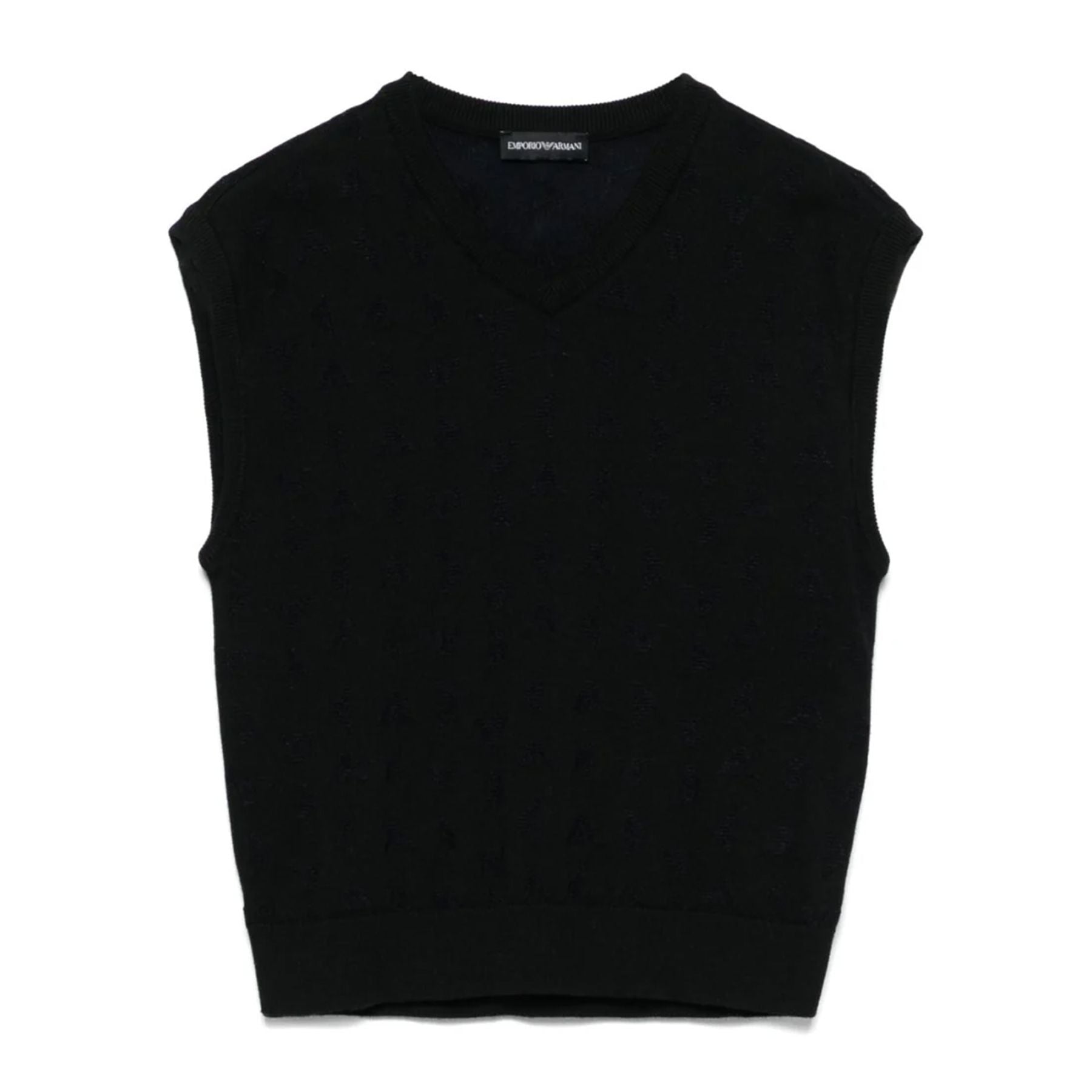 Armani Blue Sleeveless Sweater with Embroidery