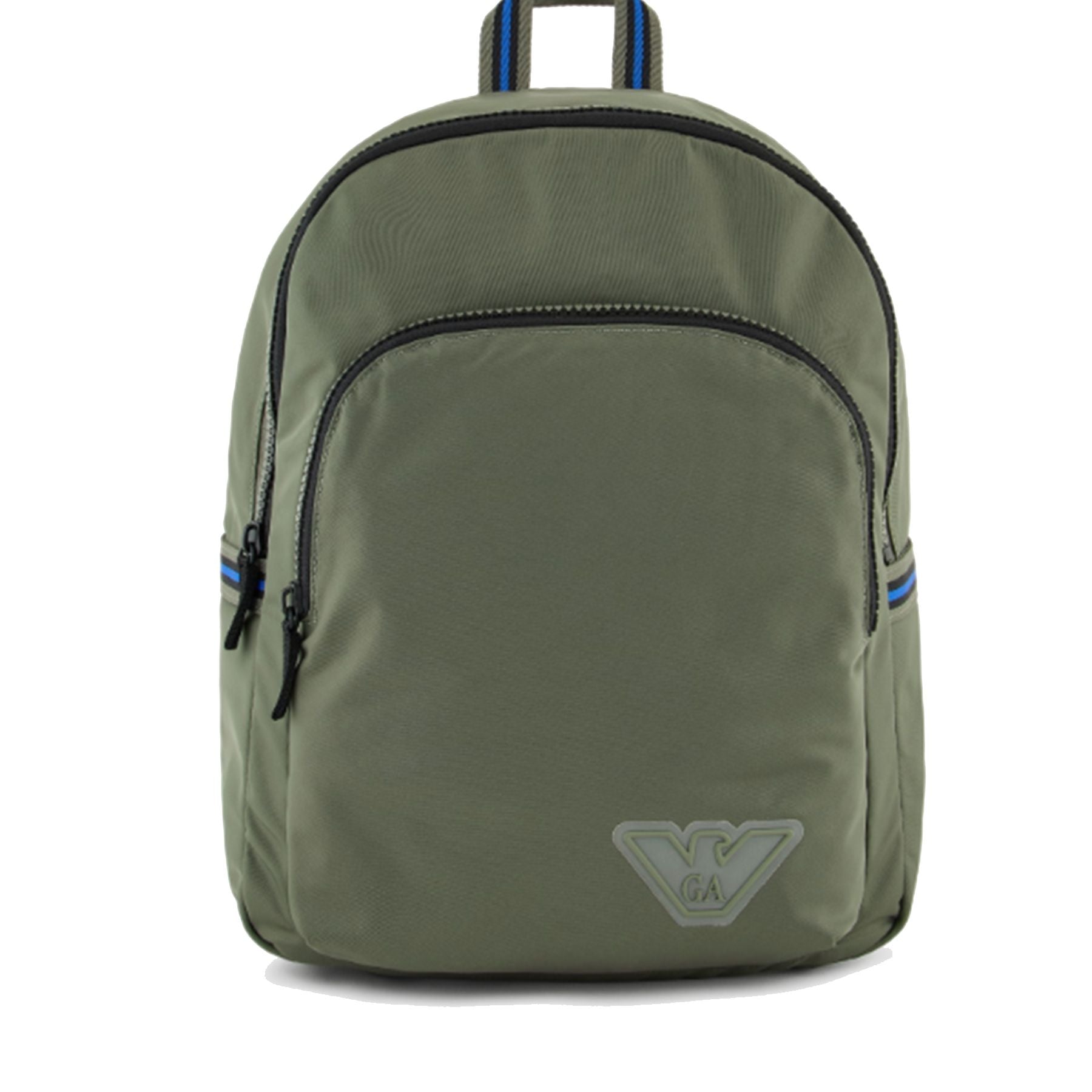 Armani Green Nylon Backpack with Rubberized Logo