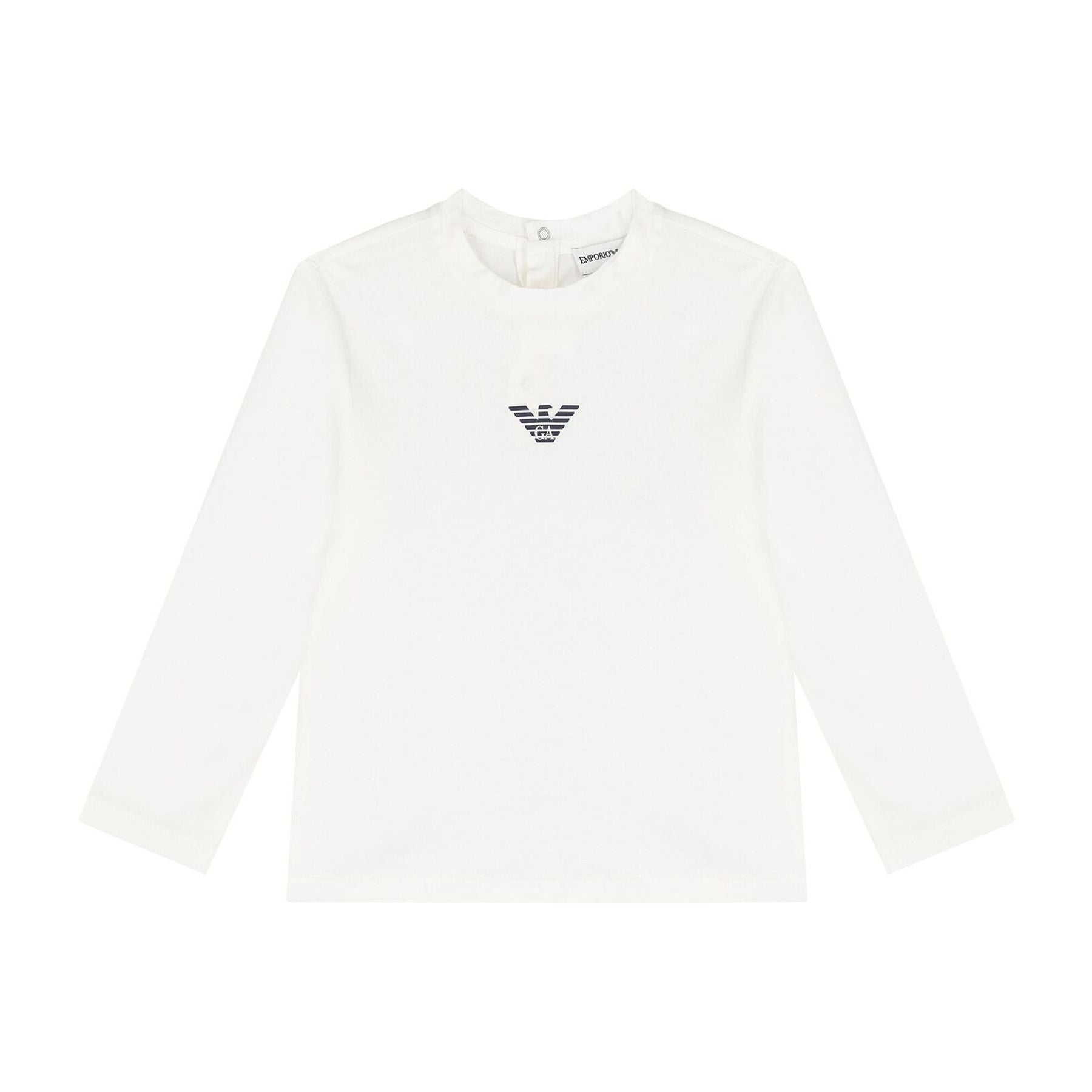 Armani Crew Neck T-shirt Solid Color White Blue