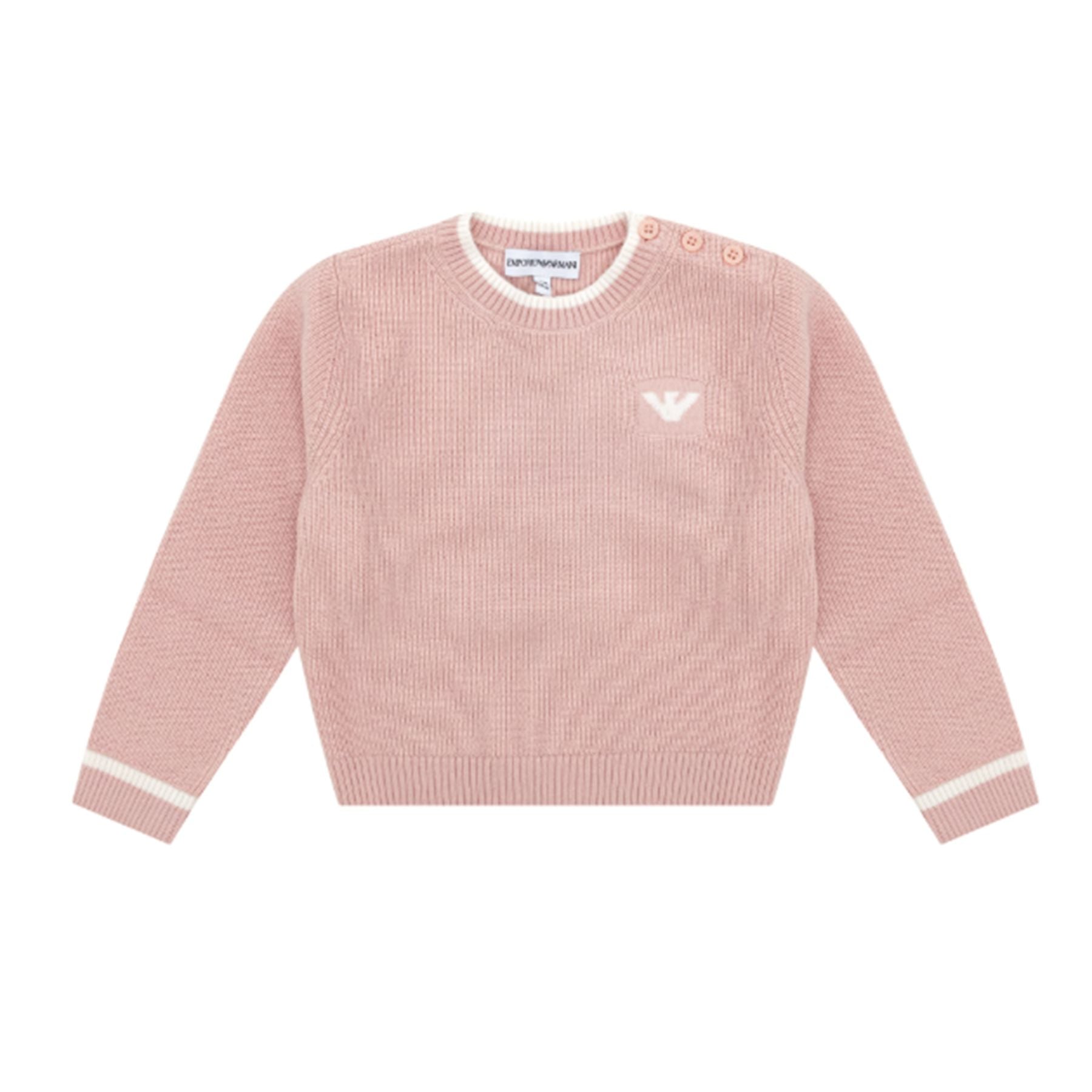 Armani Soft Pink Crew Neck Sweater with Logo
