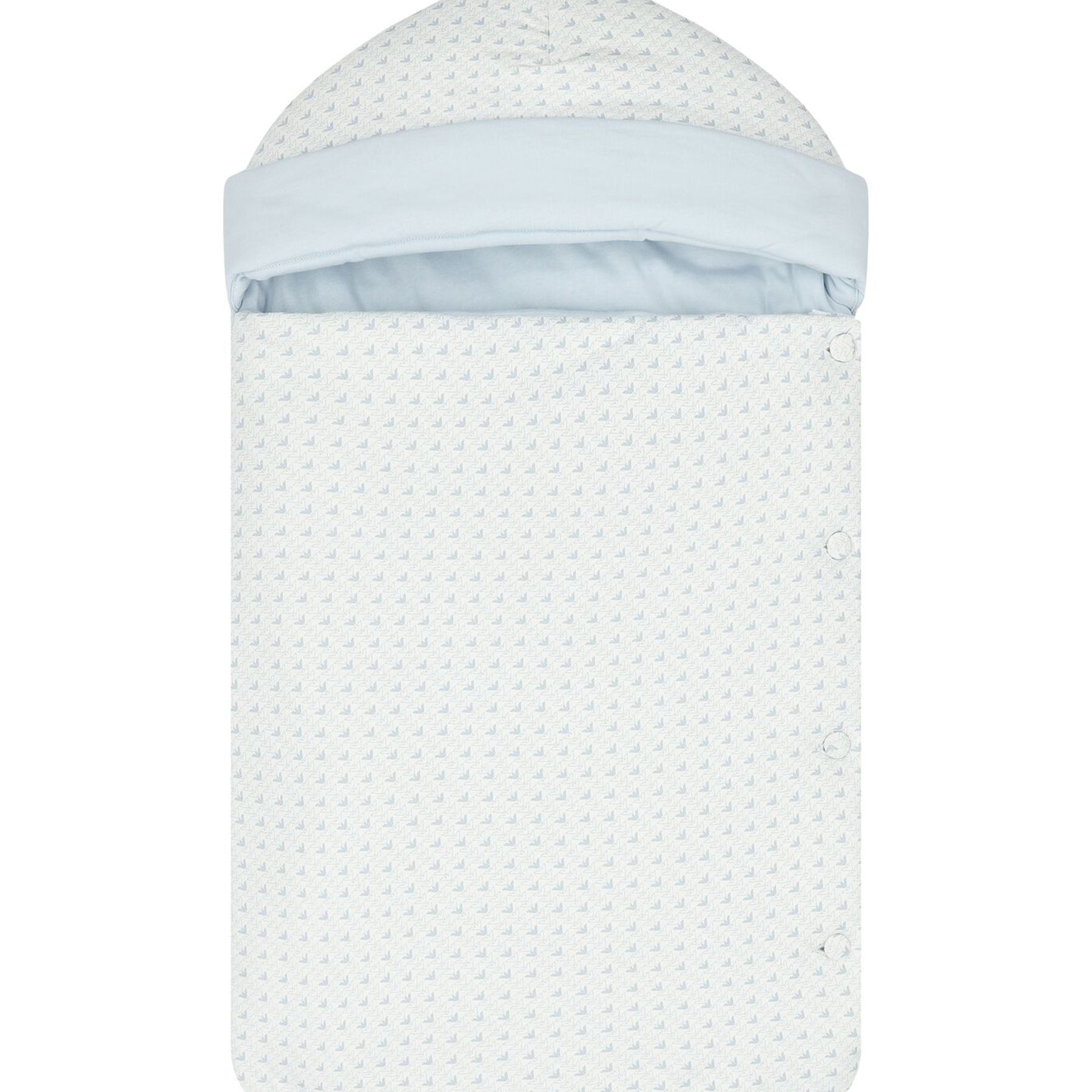 Armani Baby Sleeping Bag with All-Over Logo, Light Blue