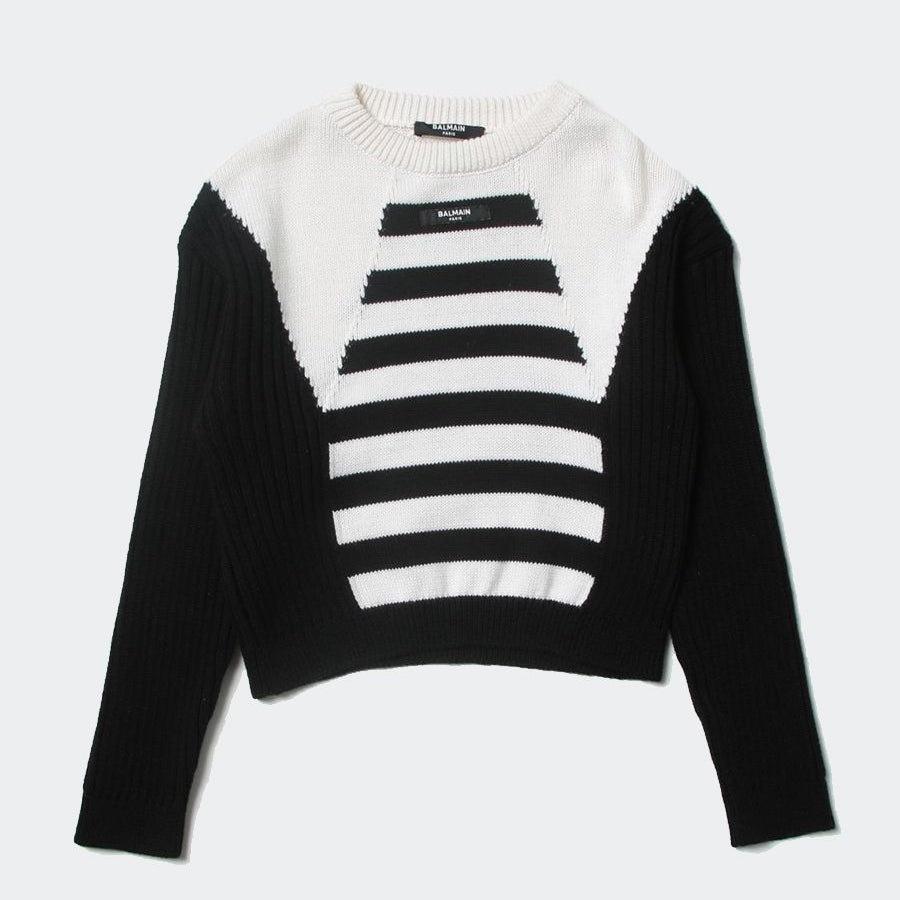 Balmain Two-Tone Sweater with Logo