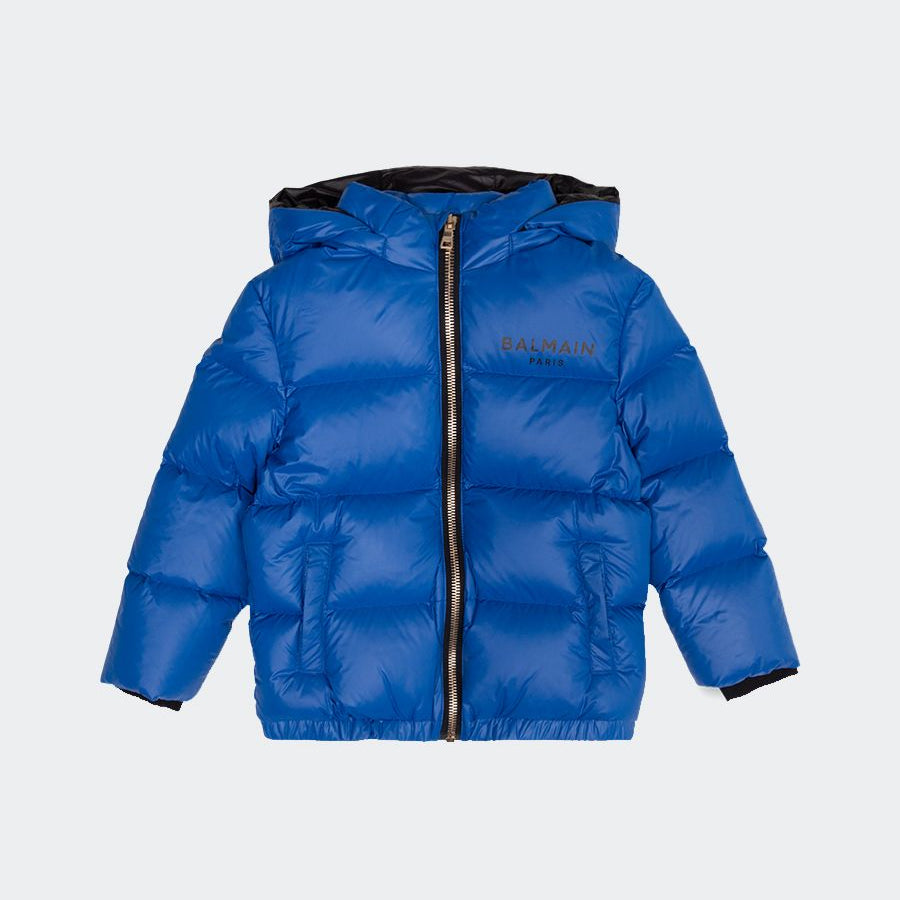 Balmain Padded Down Jacket with Logo