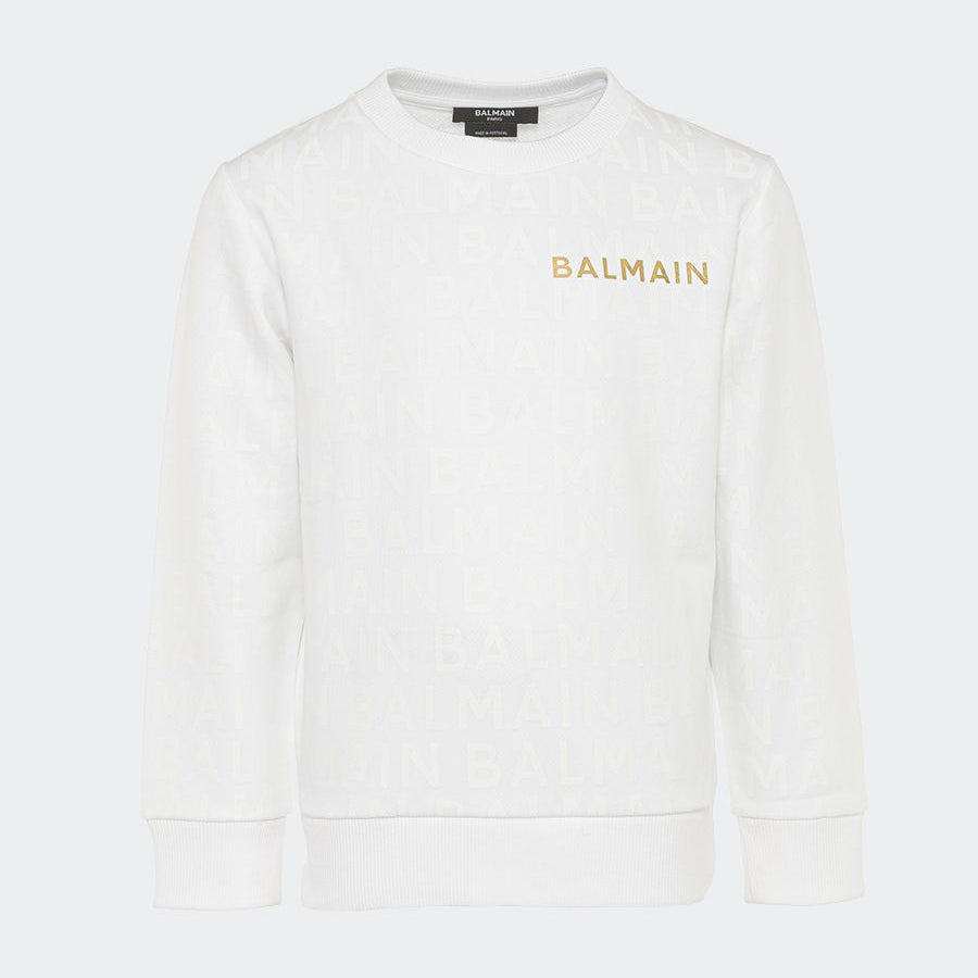 Balmain All Over Logo Sweatshirt Solid Color