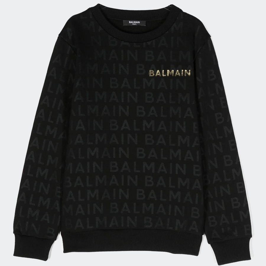 Balmain All Over Logo Sweatshirt Solid Color