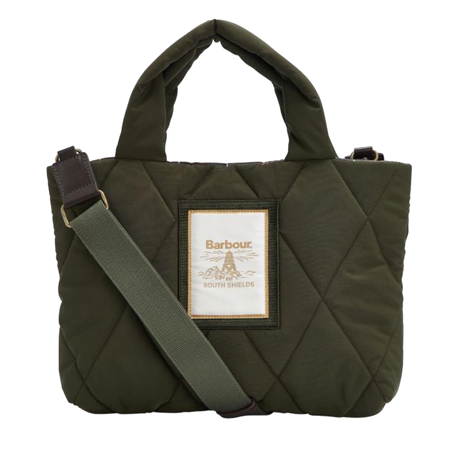 Quilted bag in olive green fabric