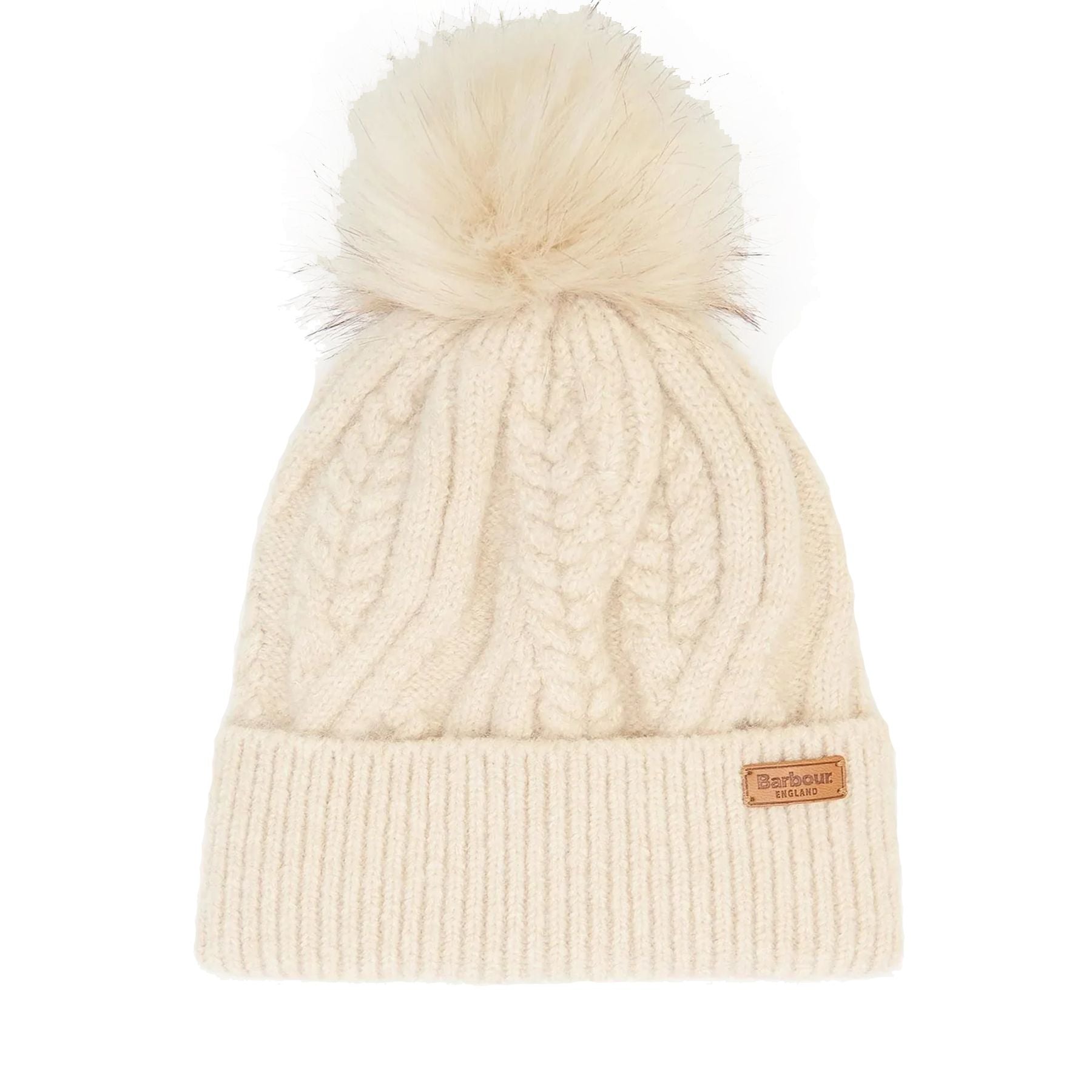 Barbour Smooth Knit Hat Thick and Stretchy Cream