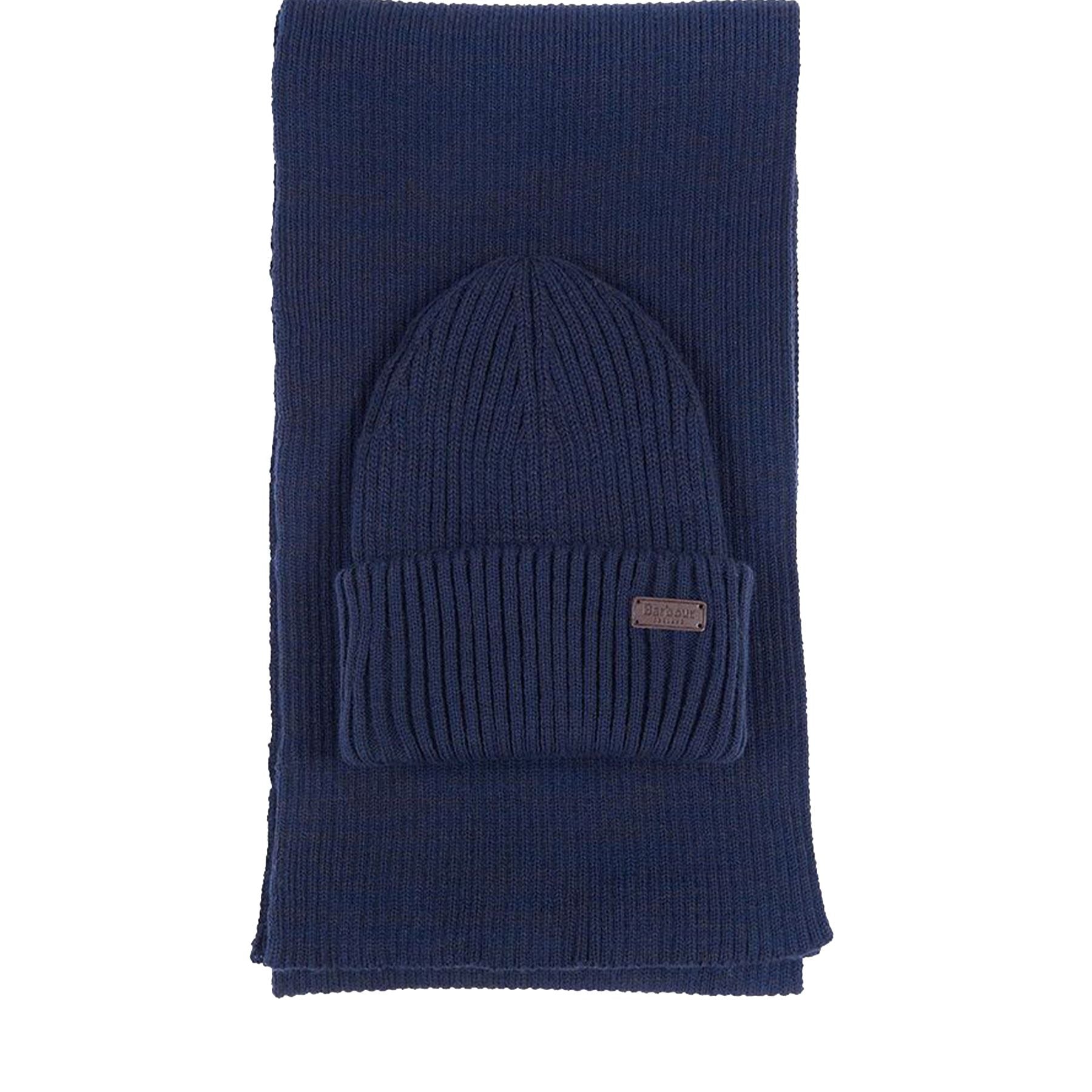 Barbour Gift Set Consisting of a Matching Ribbed Scarf and Beanie