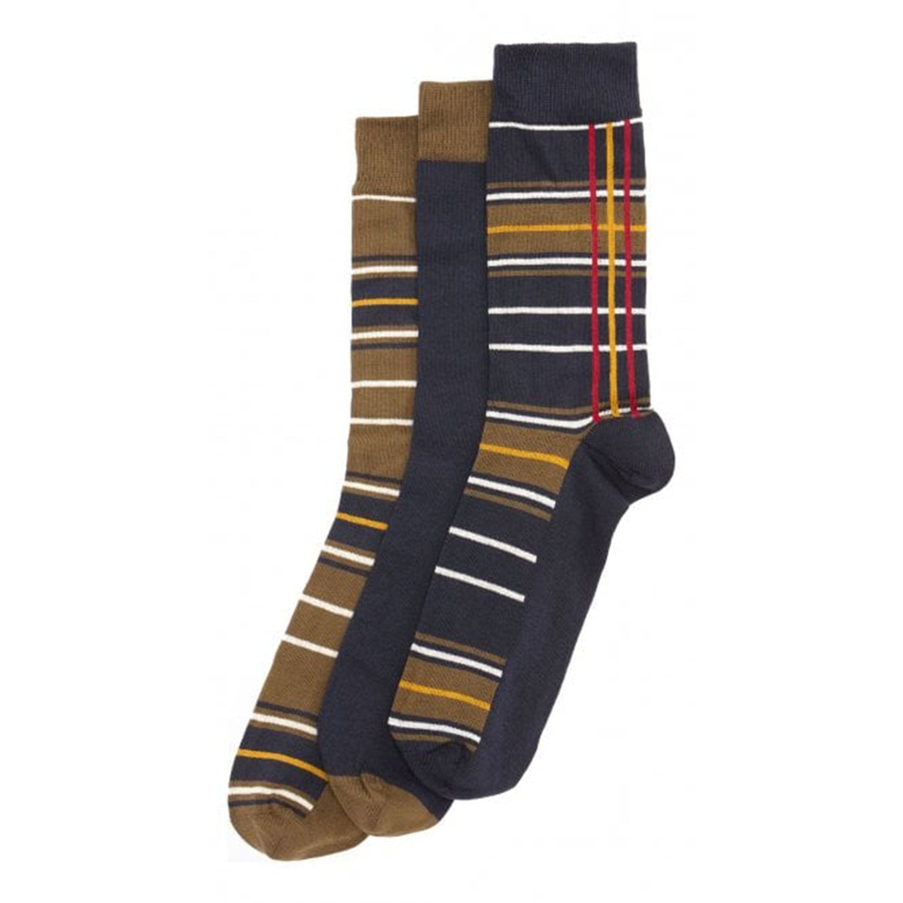Barbour Patterned Long Socks. Three Pairs Included.