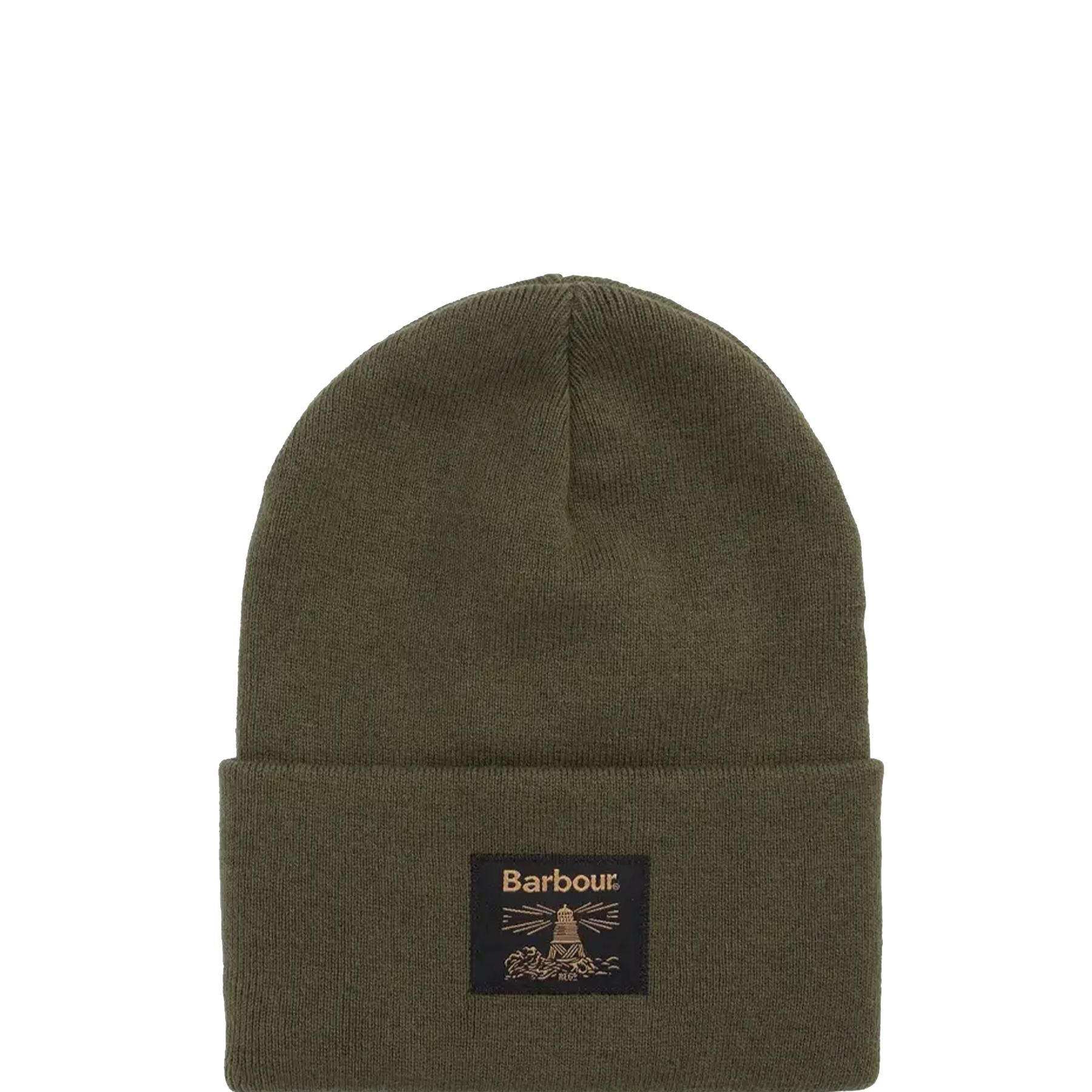 Barbour Beanie Hat with Knit Cuff in Green