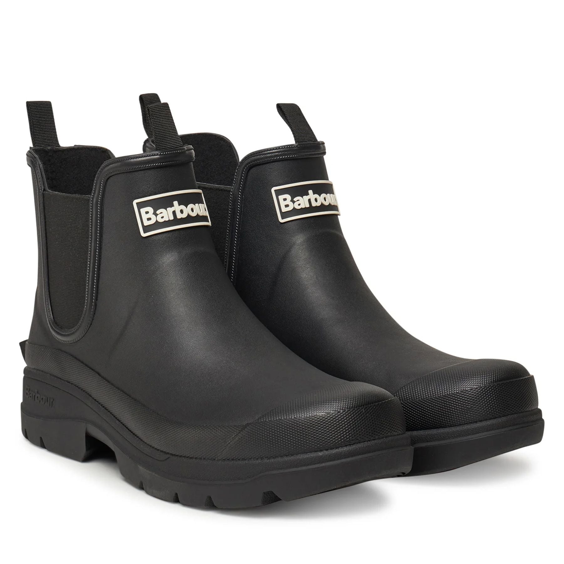 Rubber boots with elastic side in black