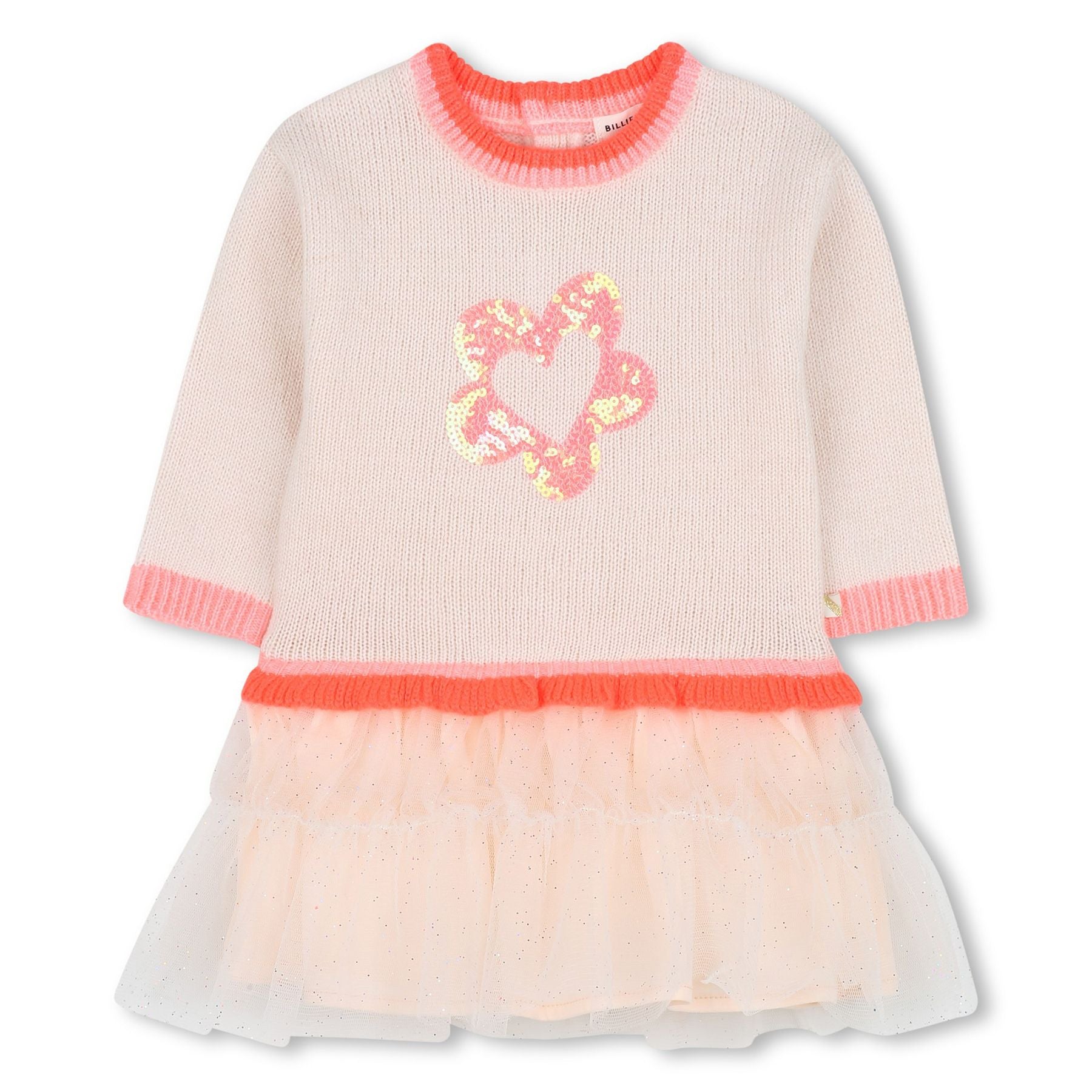 Billieblush Soft Knit Dress with Long Sleeves and Round Neckline