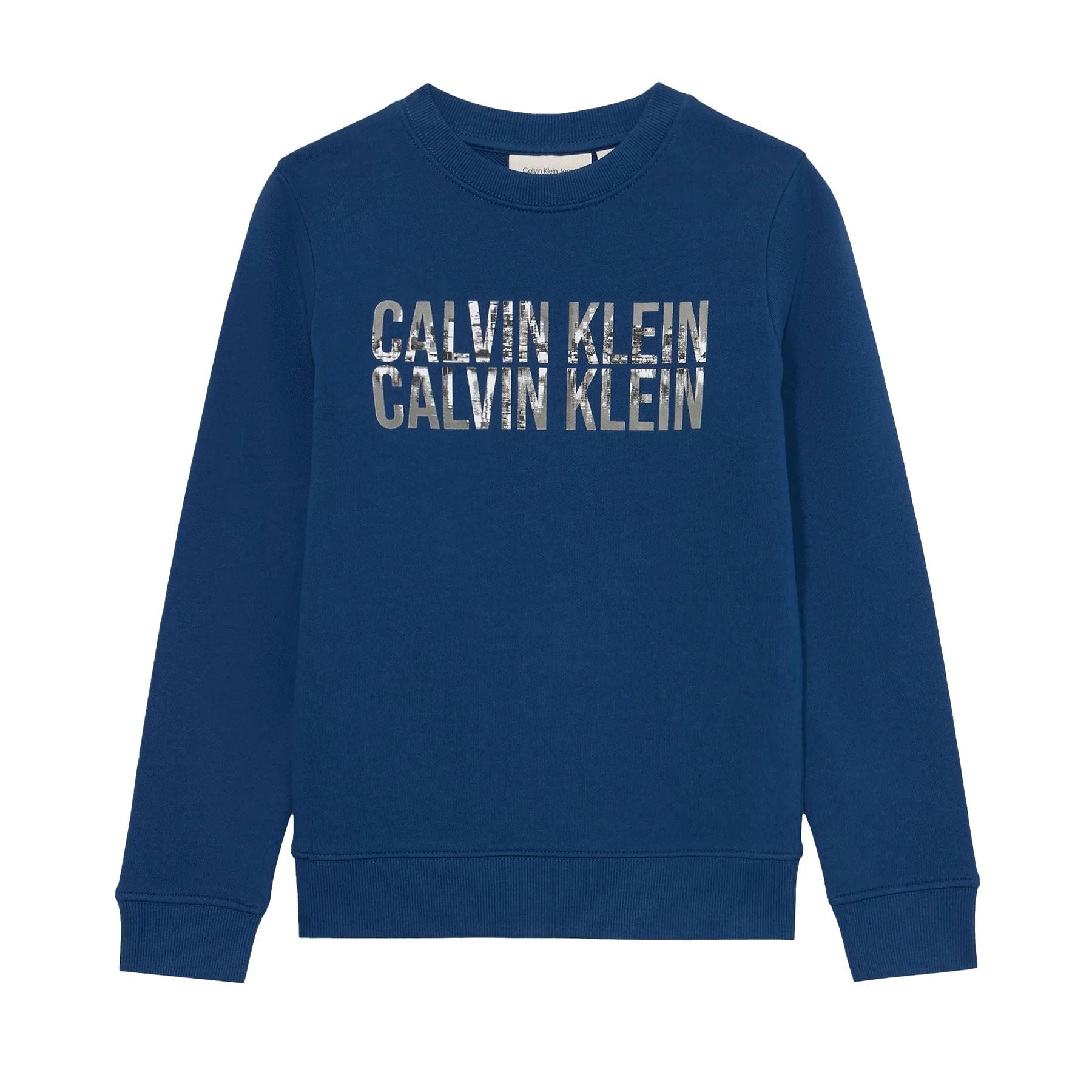 Calvin Klein Kids Light Blue Crewneck Sweatshirt with Logo