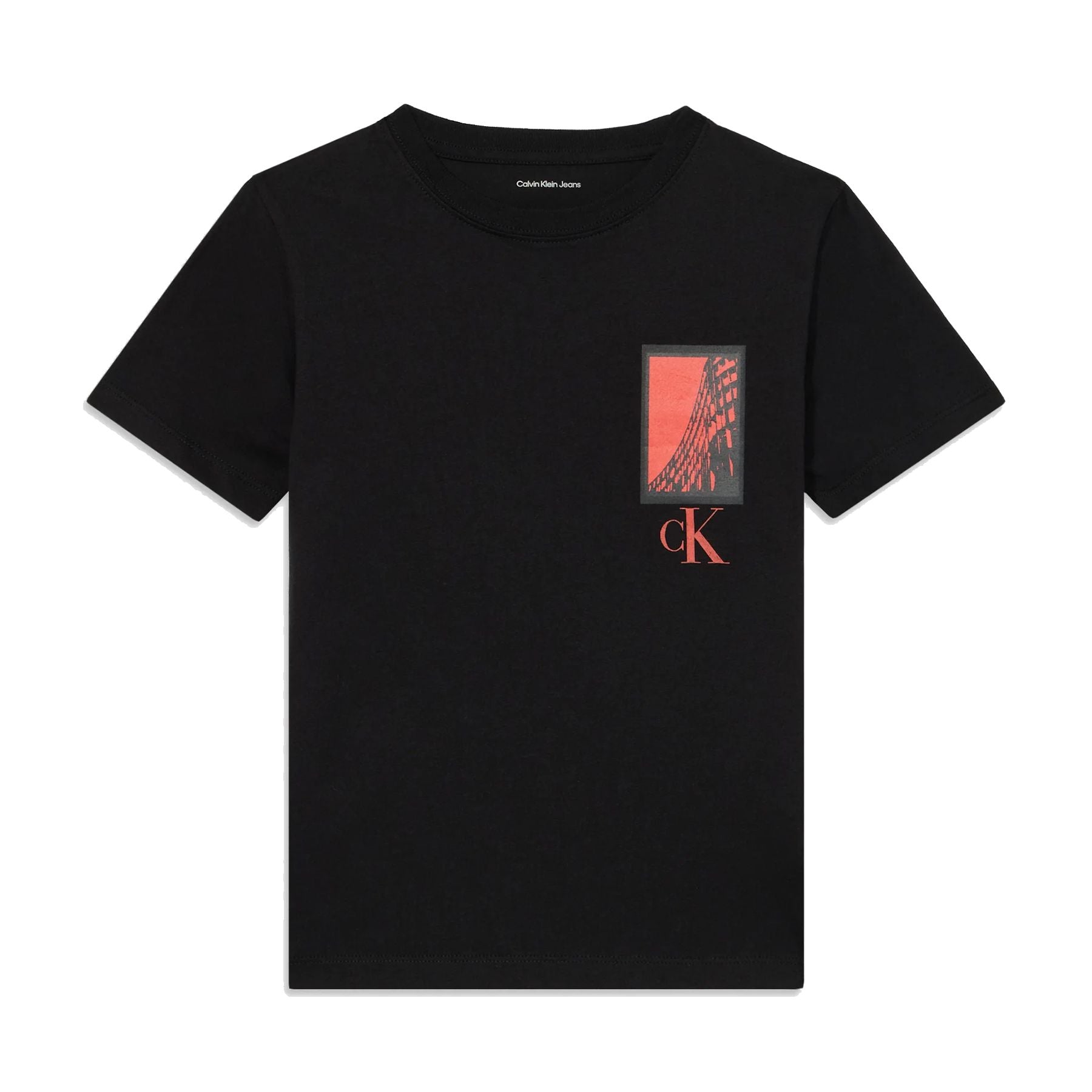 Calvin Klein Kids Two-Tone Crew Neck T-Shirt with Logo
