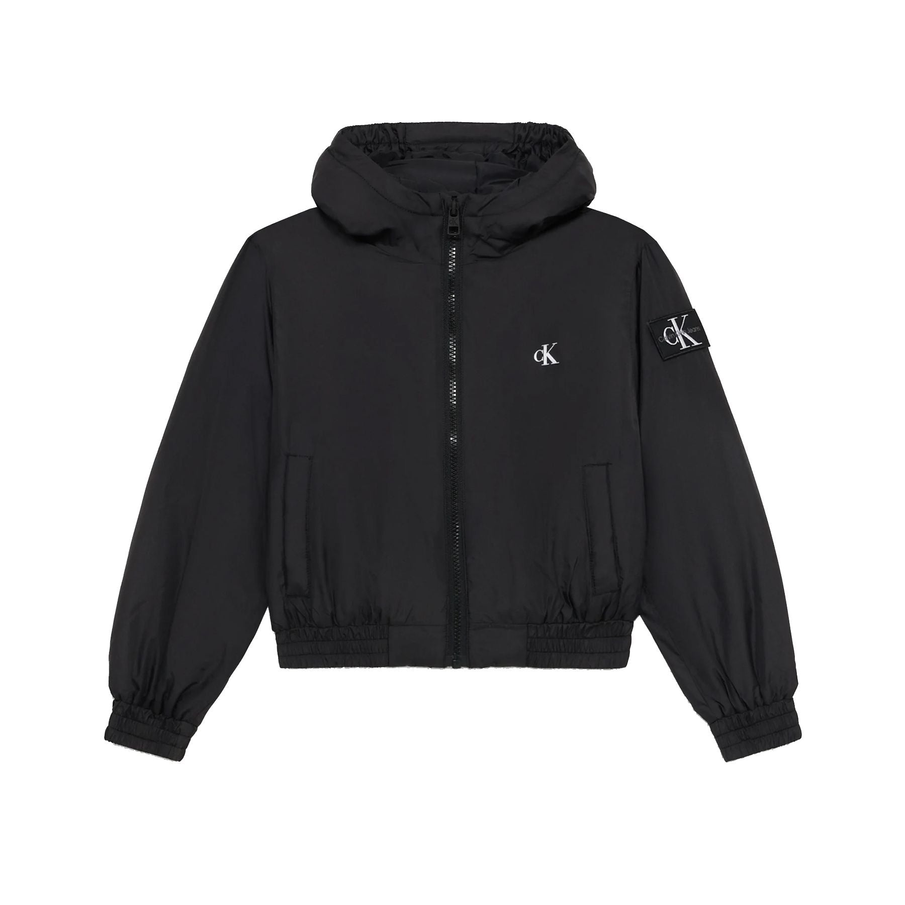 Calvin Klein Kids Black Padded Harrington Jacket with Hood