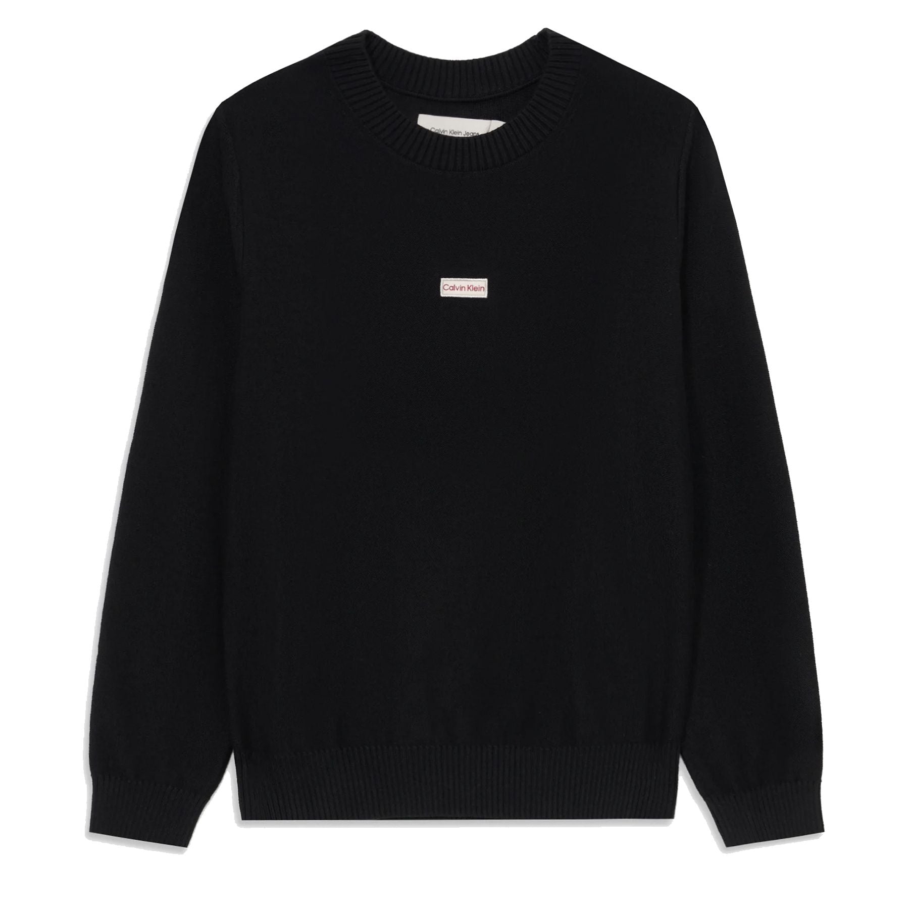 Calvin Klein Kids Black Crewneck Cotton Sweatshirt with Central Logo